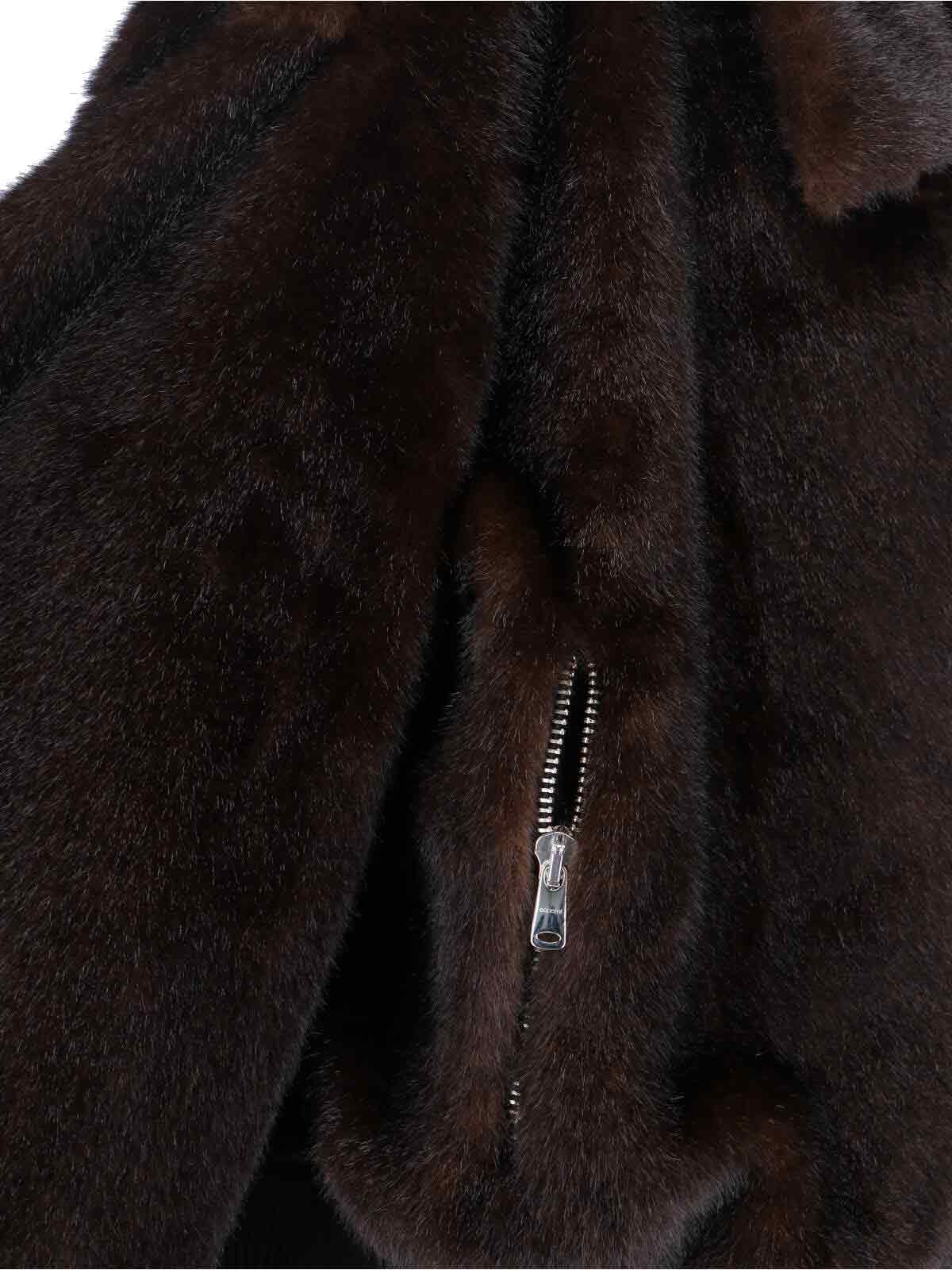 Coperni High-collar Brown Synthetic Fur Bomber Jacket In Brown