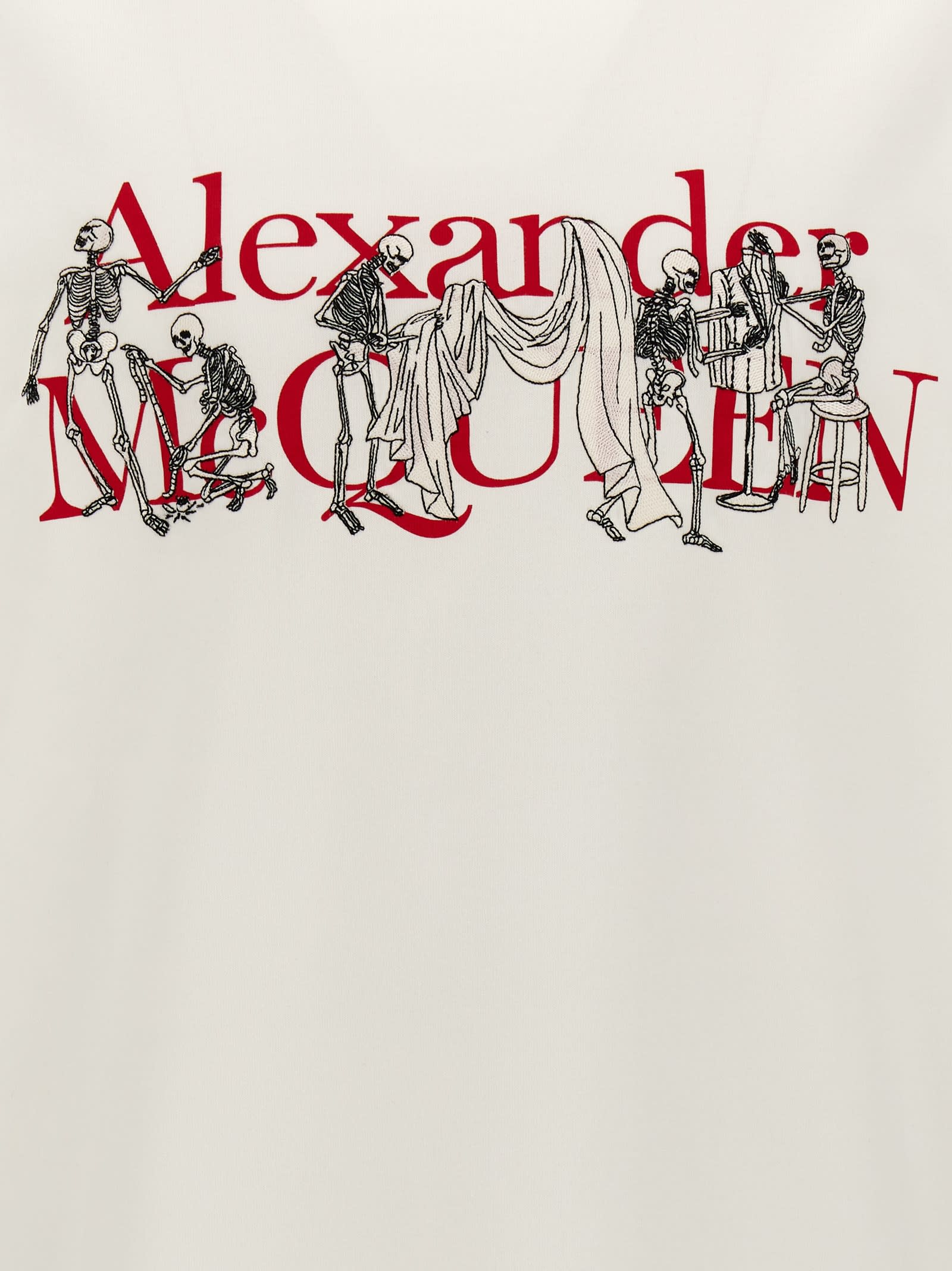 Shop Alexander Mcqueen Embroidery Logo Print T-shirt In White