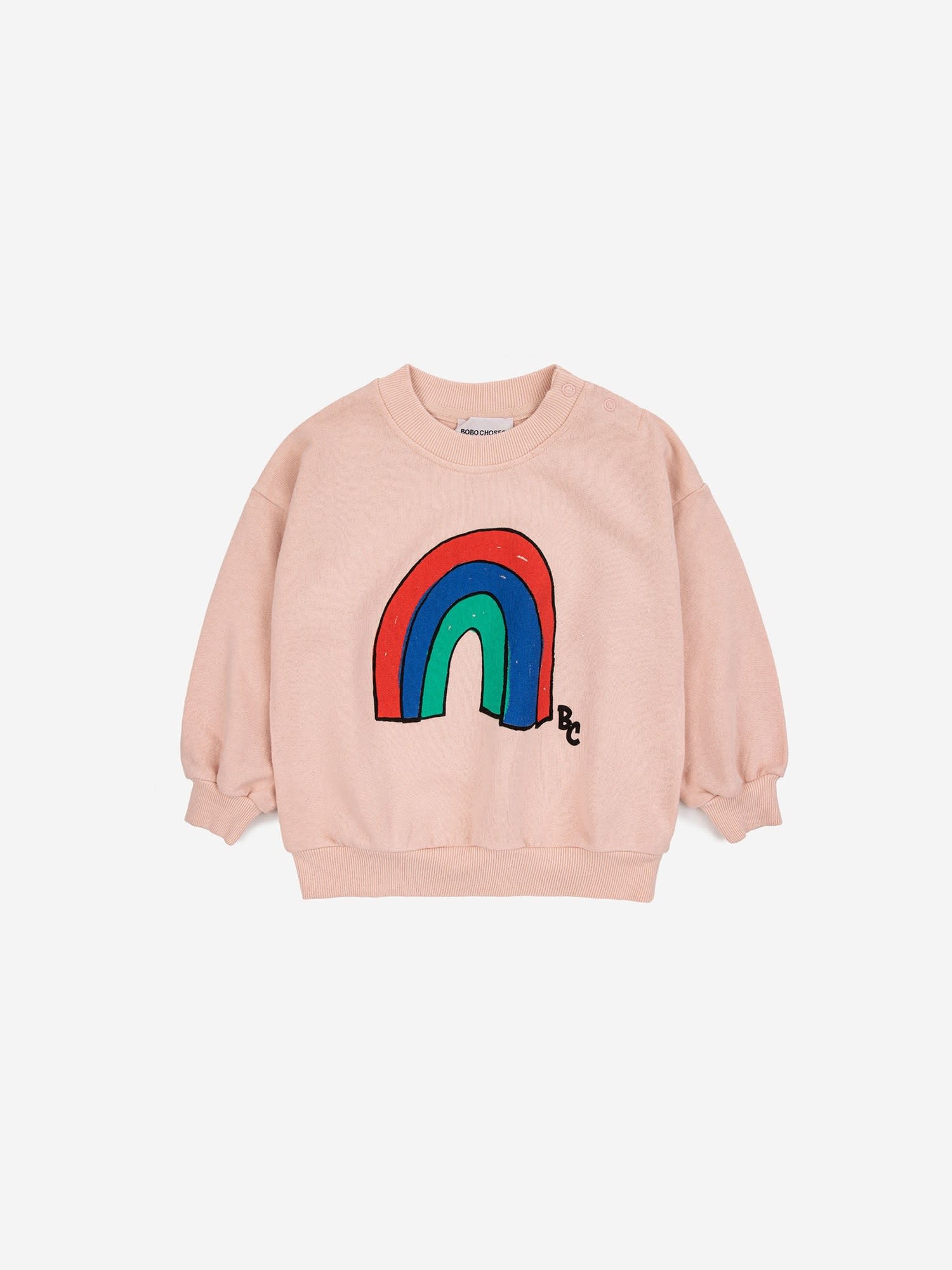 Shop Bobo Choses Pink Sweatshirt For Baby Girl With Rainbow Print
