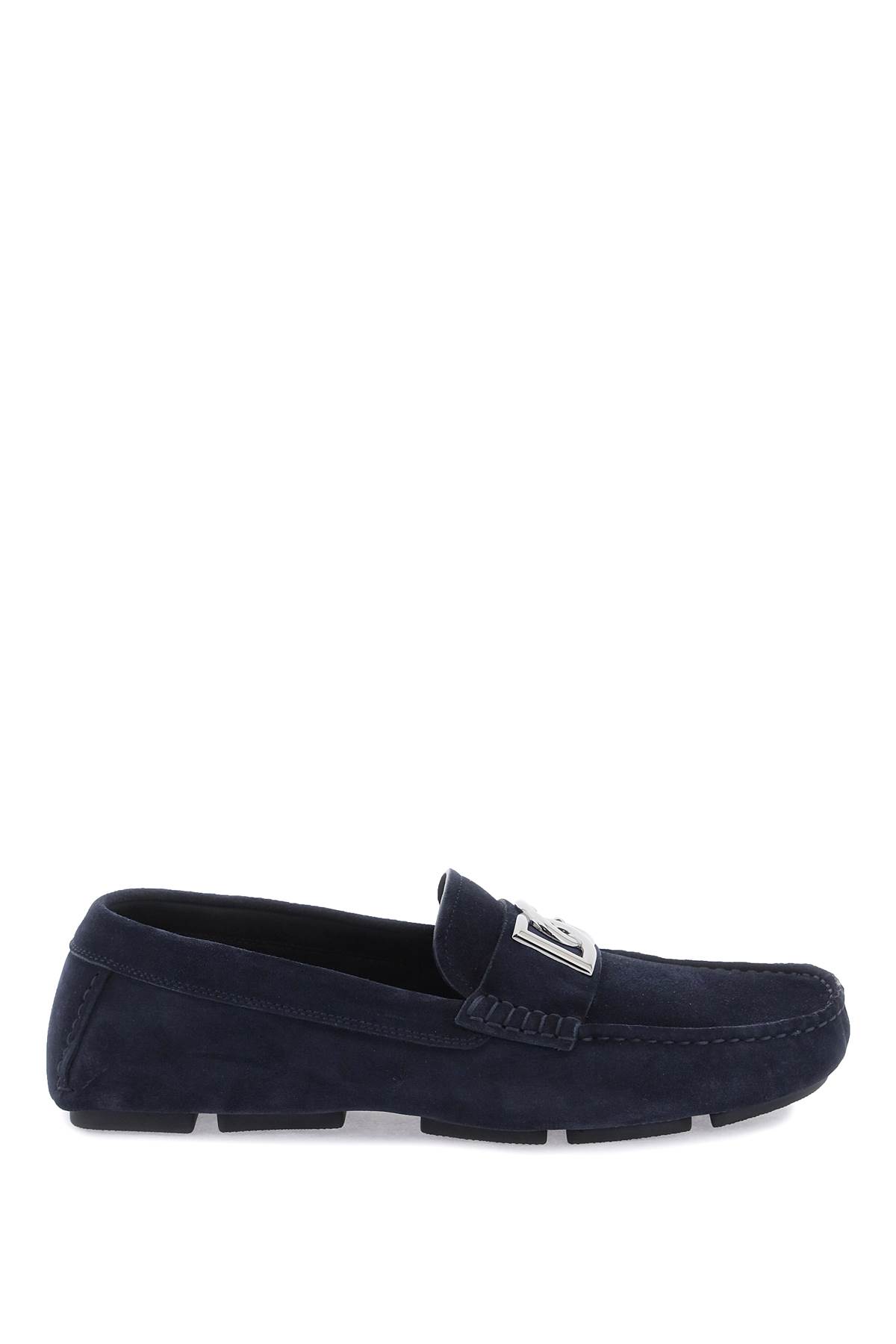 Shop Dolce & Gabbana Suede Drivers In Blue