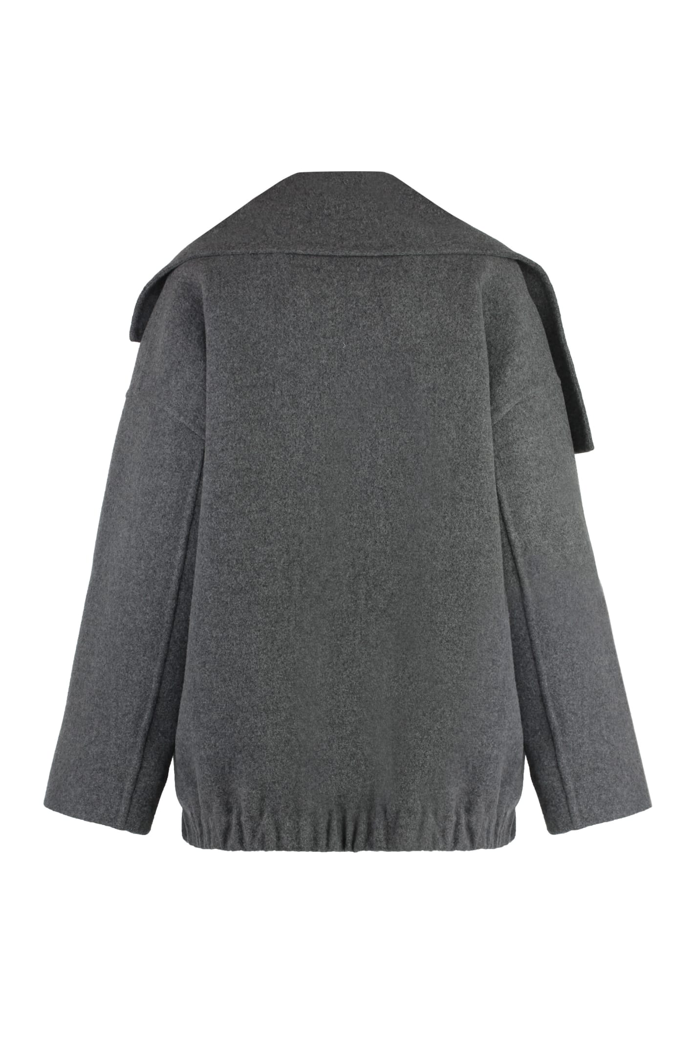 Shop Fabiana Filippi Oversize Virgin Wool Bomber Jacket In Grey