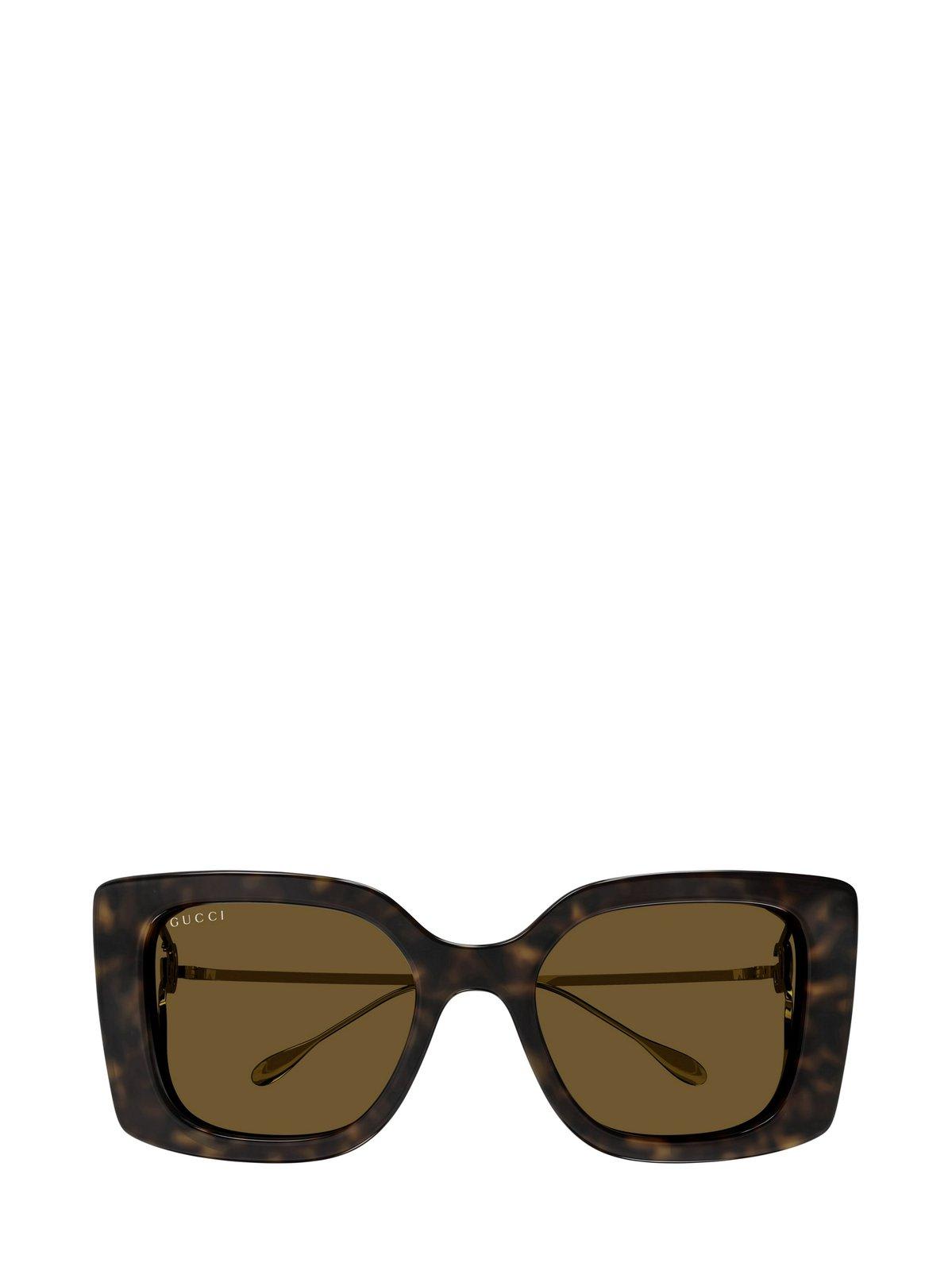 Shop Gucci Square Frame Sunglasses In 002 Havana Gold Brown