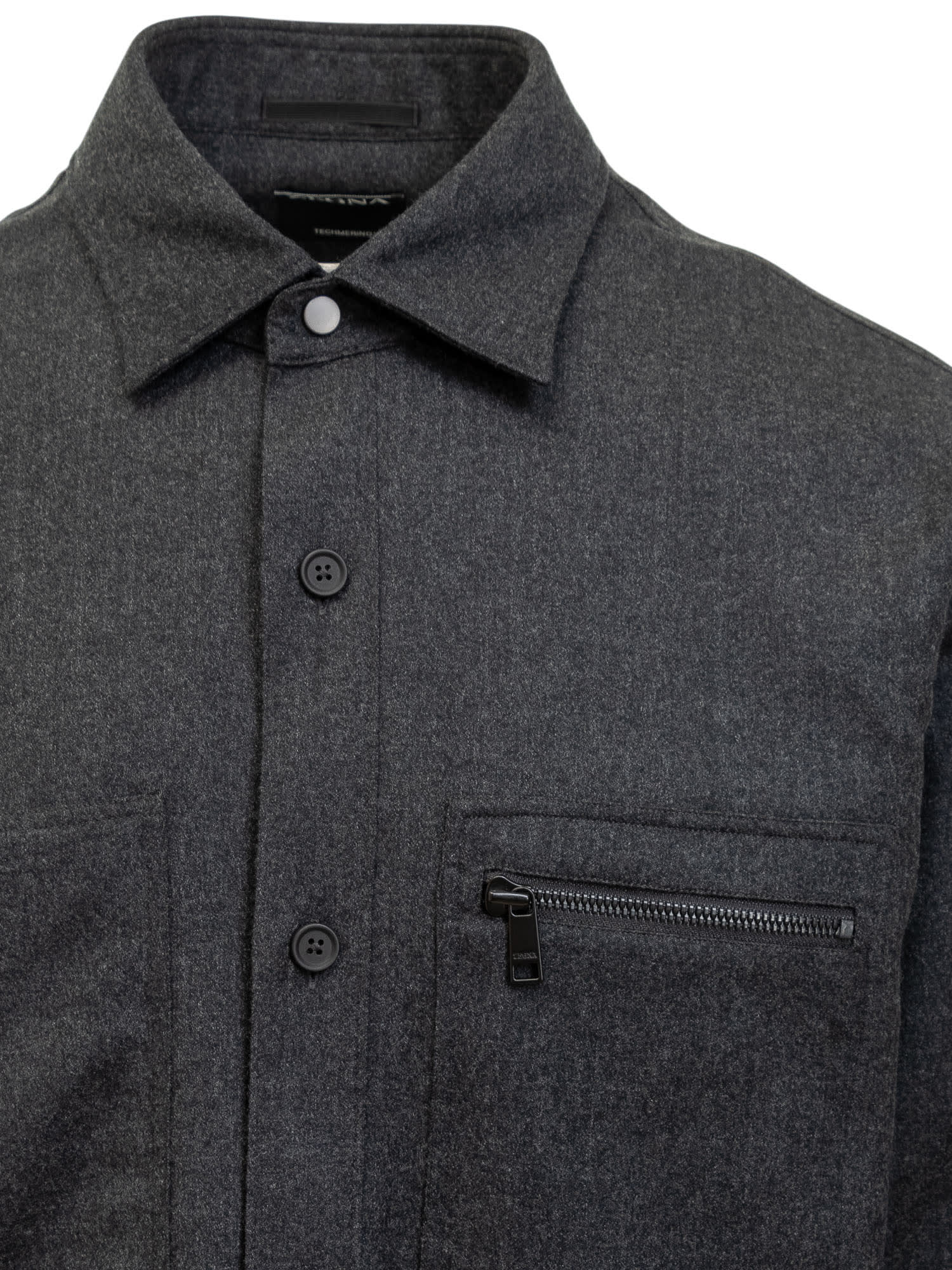 Shop Zegna Wool Shirt In Grigio Antracite