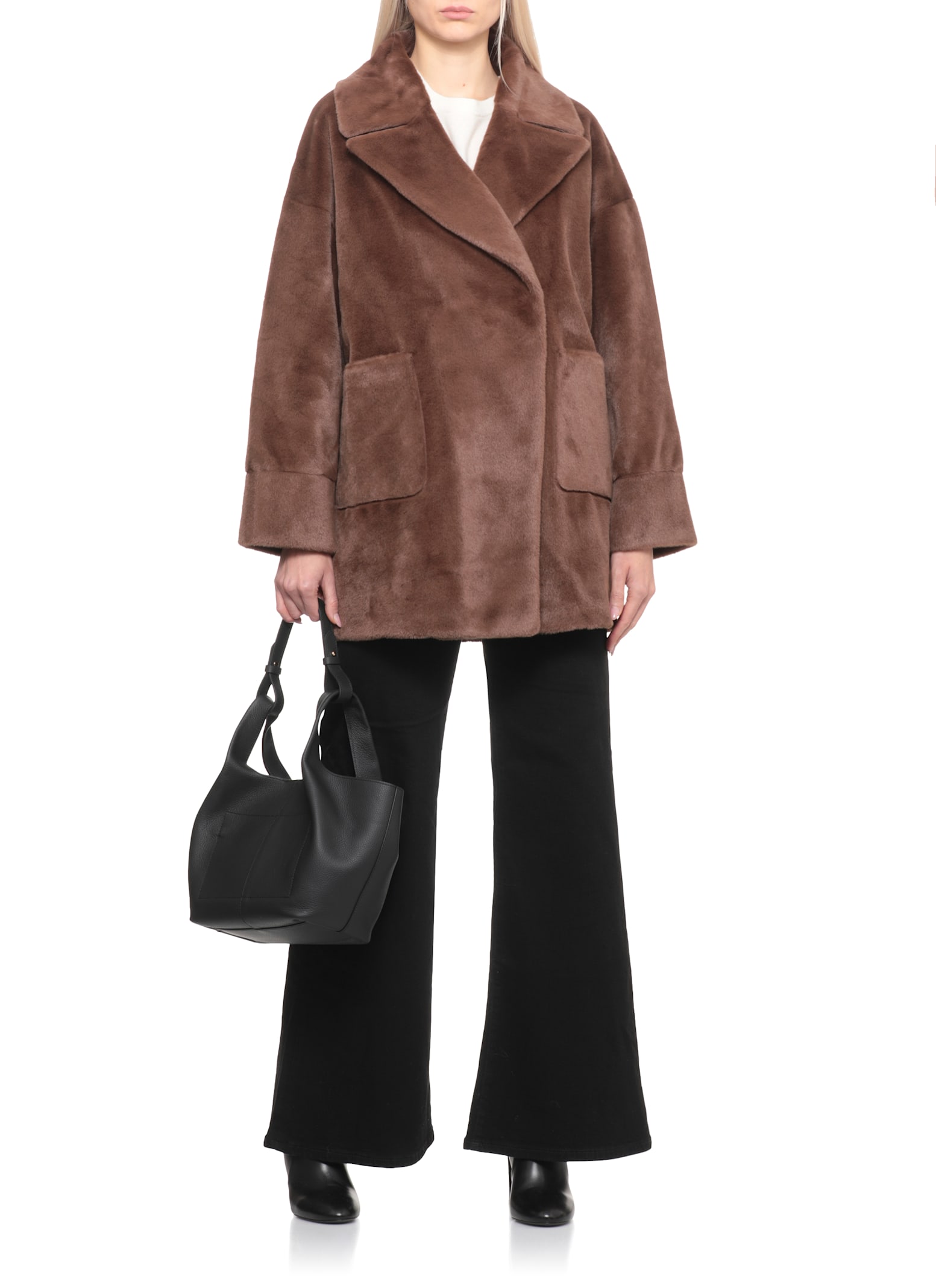 Betta Corradi Faux Fur Coat In Brown