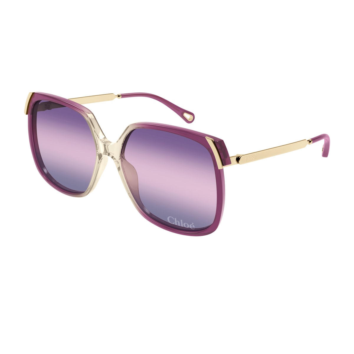 Chloé Ch0286s Aly Linea  006 Burgundy Gold Violet Sunglasses In Purple