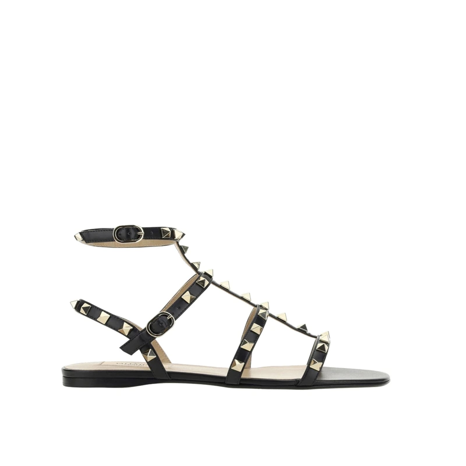 Shop Valentino Garavani Rockstud Leather Sandals In Black