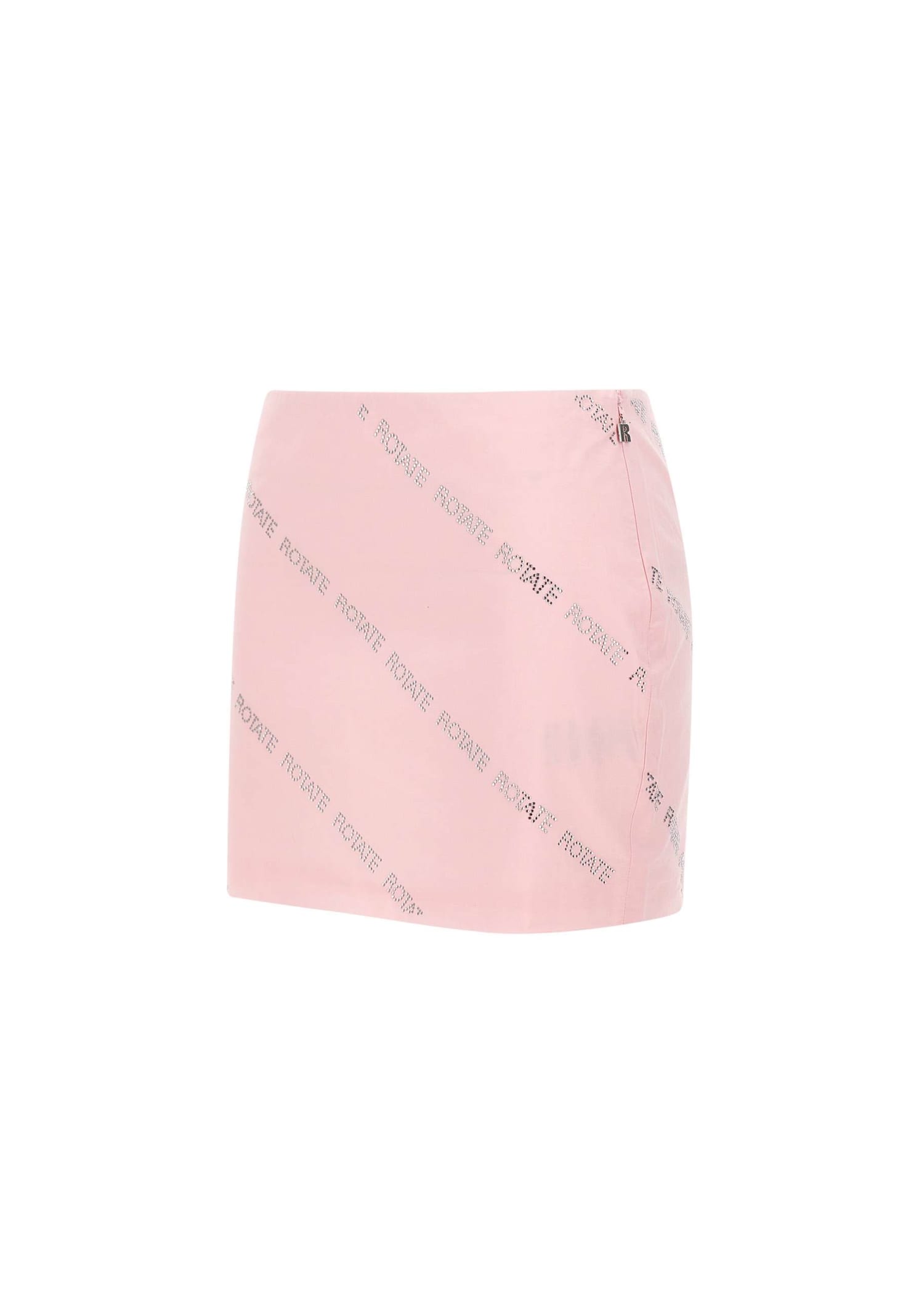 Shop Rotate Birger Christensen Crystal Poplin Cotton Poplin Miniskirt In Rosa
