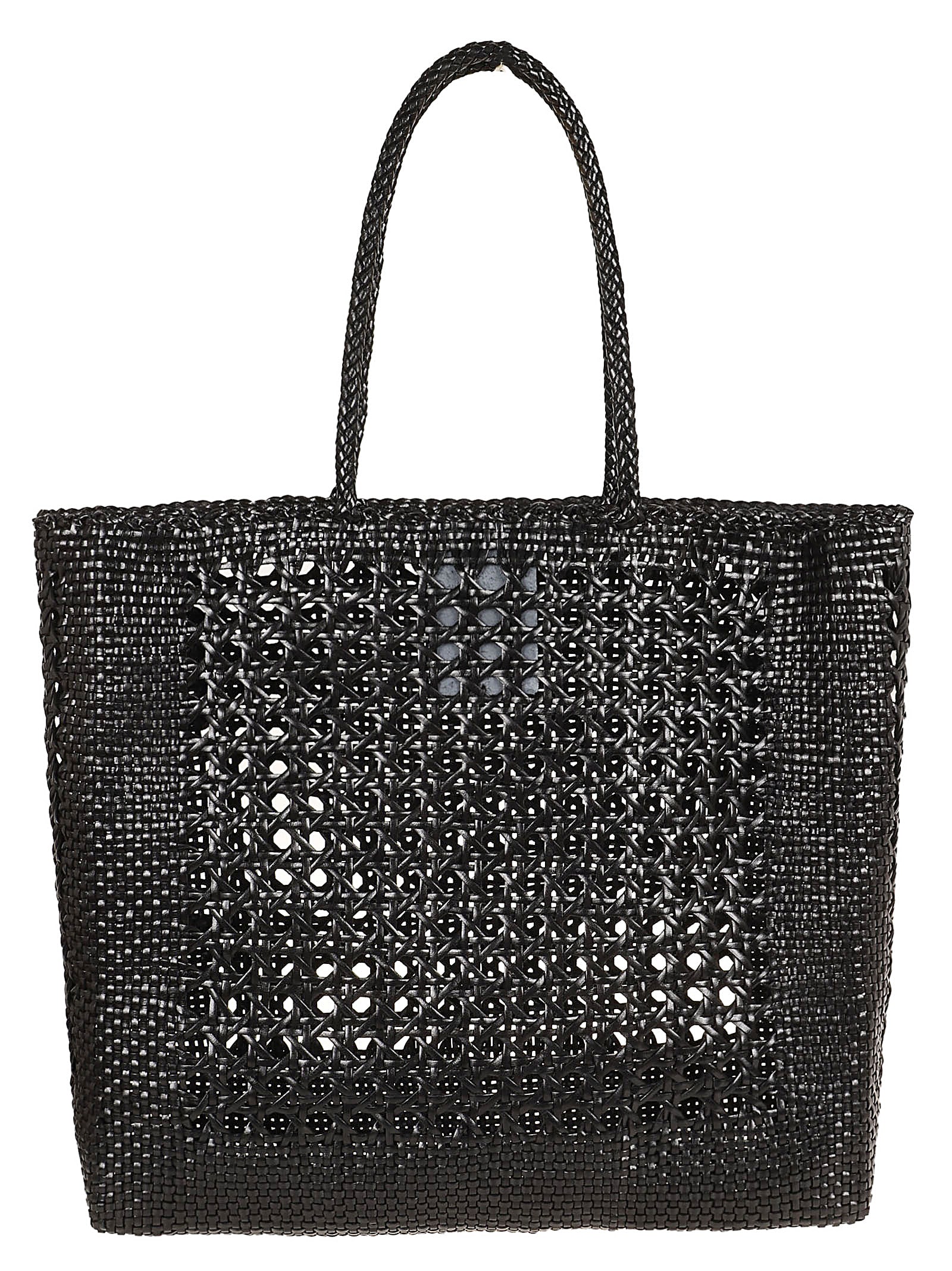 Dragon Diffusion Open Cannage Weave Tote In Black
