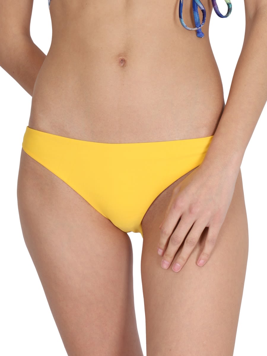 Shop Moschino Low Waist Bikini Briefs In Yellow