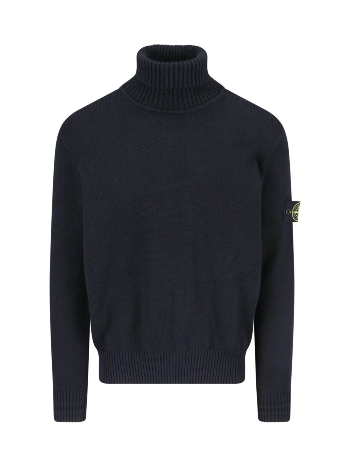 Shop Stone Island Classic Turtleneck Sweater In Black