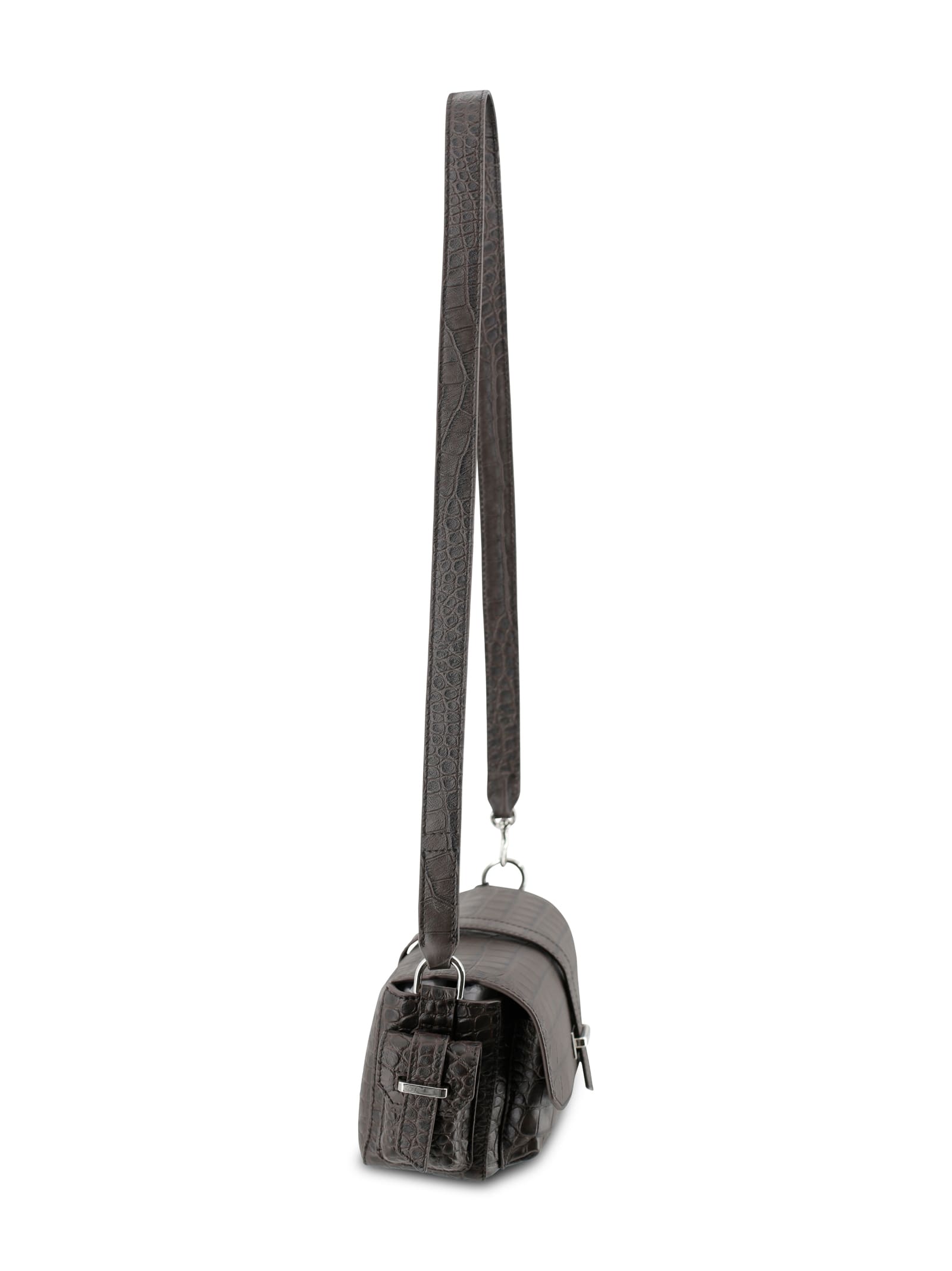 Hogan Flap Bag Crocodile-print Leather In Brown