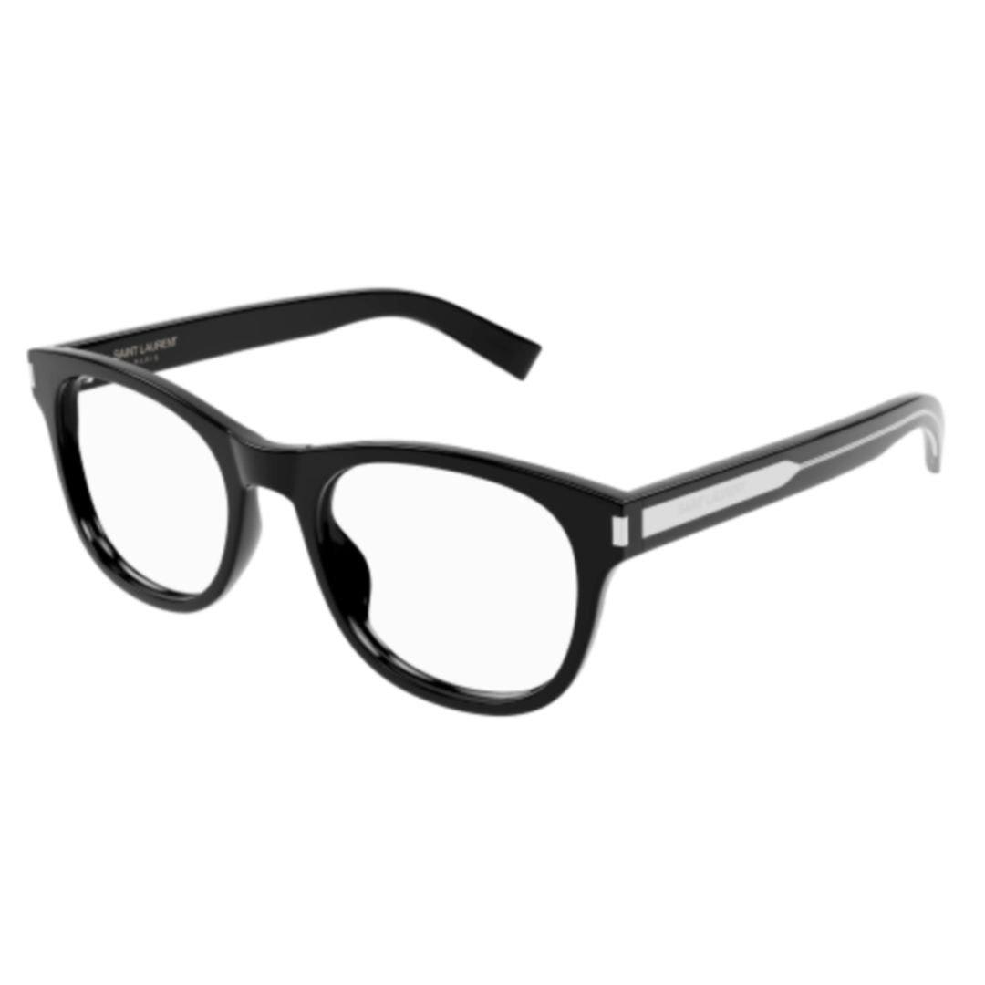 Saint Laurent Square Frame Glasses In 001 Black Crystal Transpa