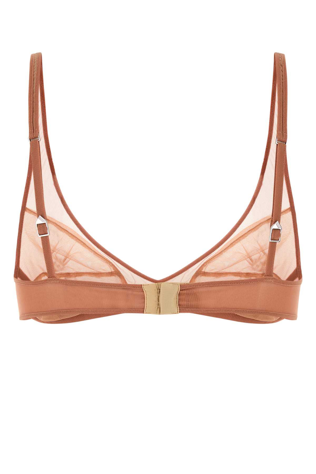 Attico Stretch Tulle Bra With Sheer Panels And Underwire Support In Brown
