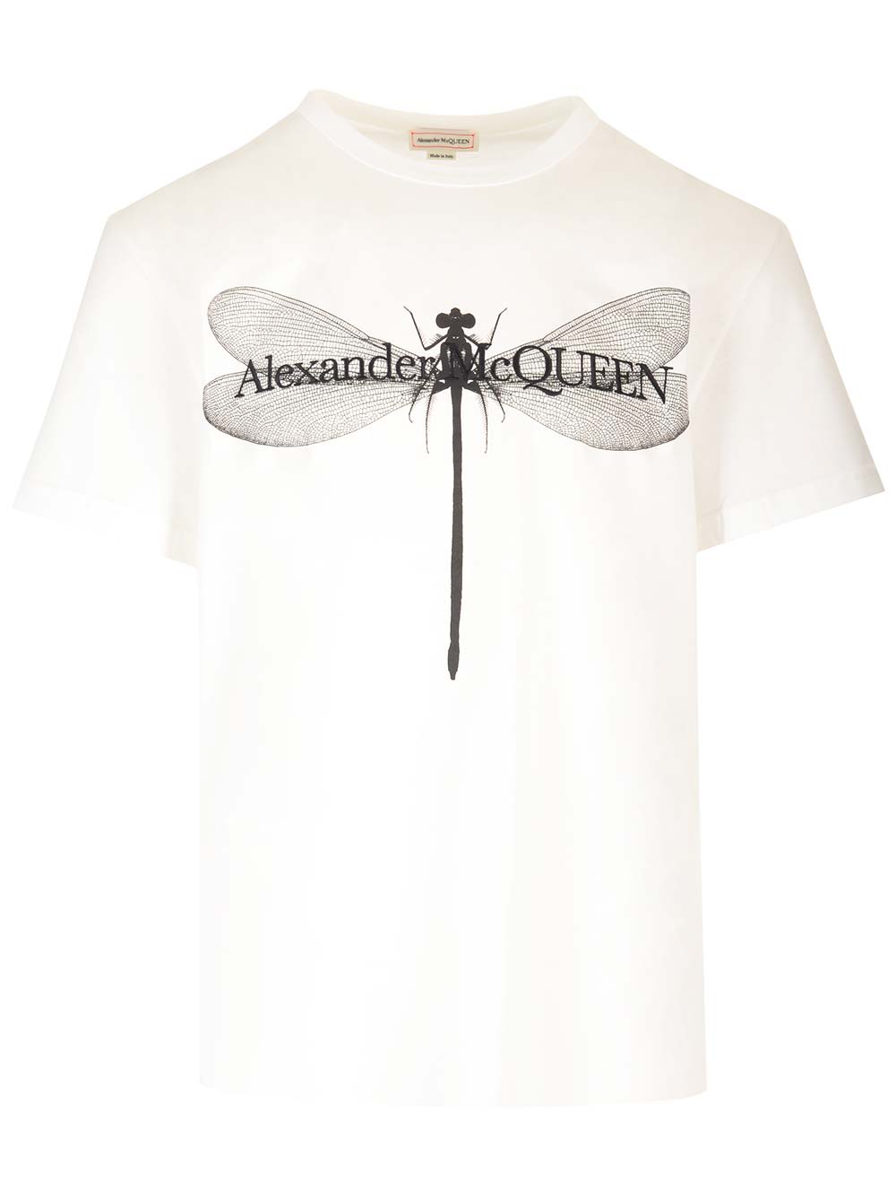 Alexander Mcqueen Dragonfly-print Cotton T-shirt In White Black