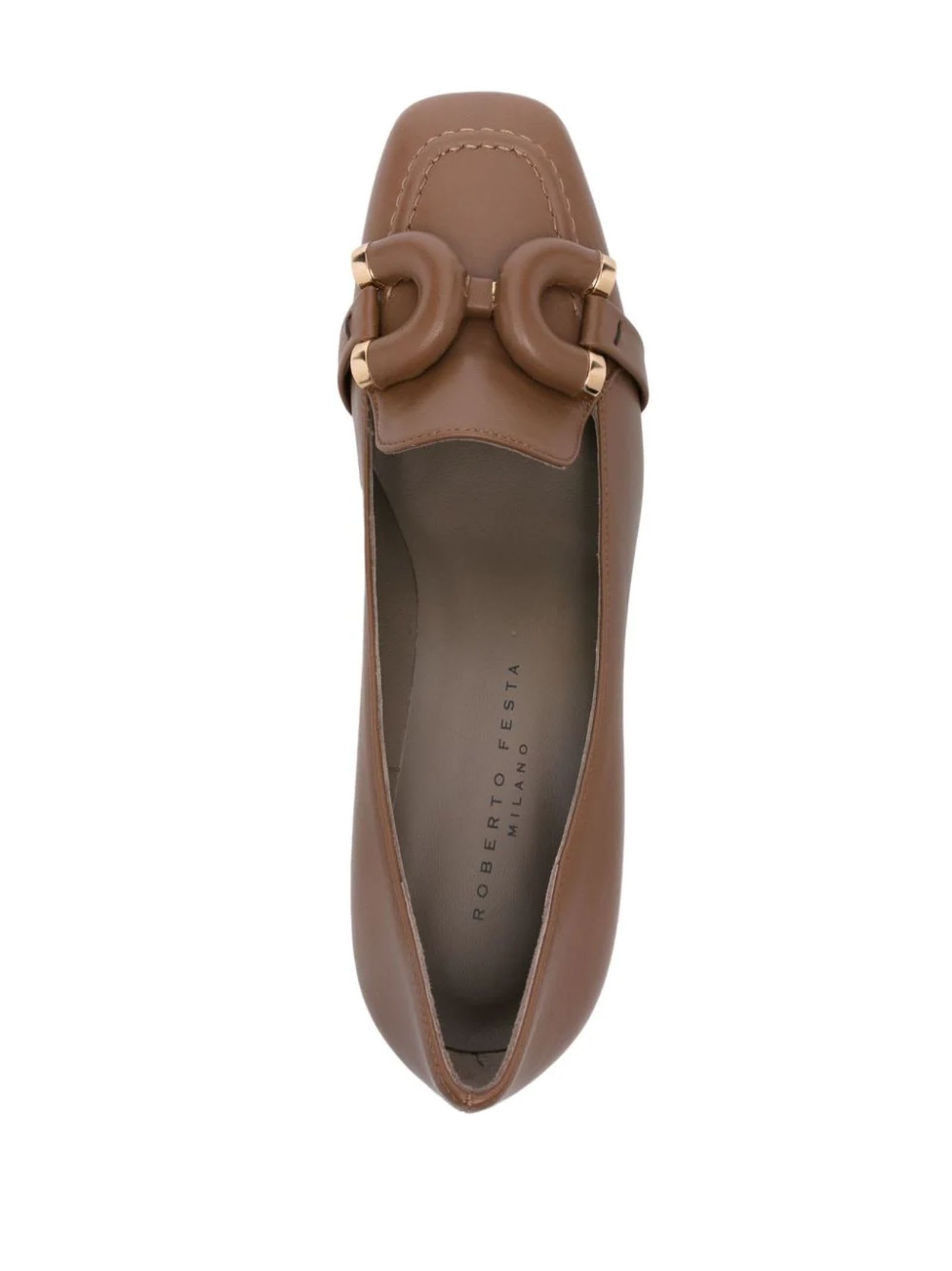 Shop Roberto Festa Chocolate Brown Calf Leather Haraby Pumps