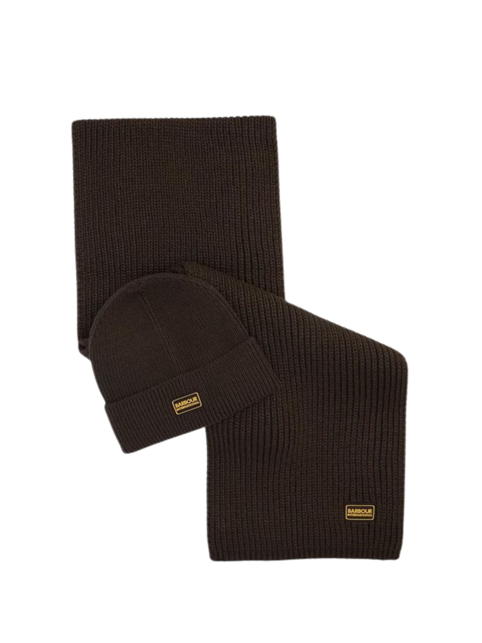 Barbour Sweeper Legacy Hat And Scarf Gift Set In Brown
