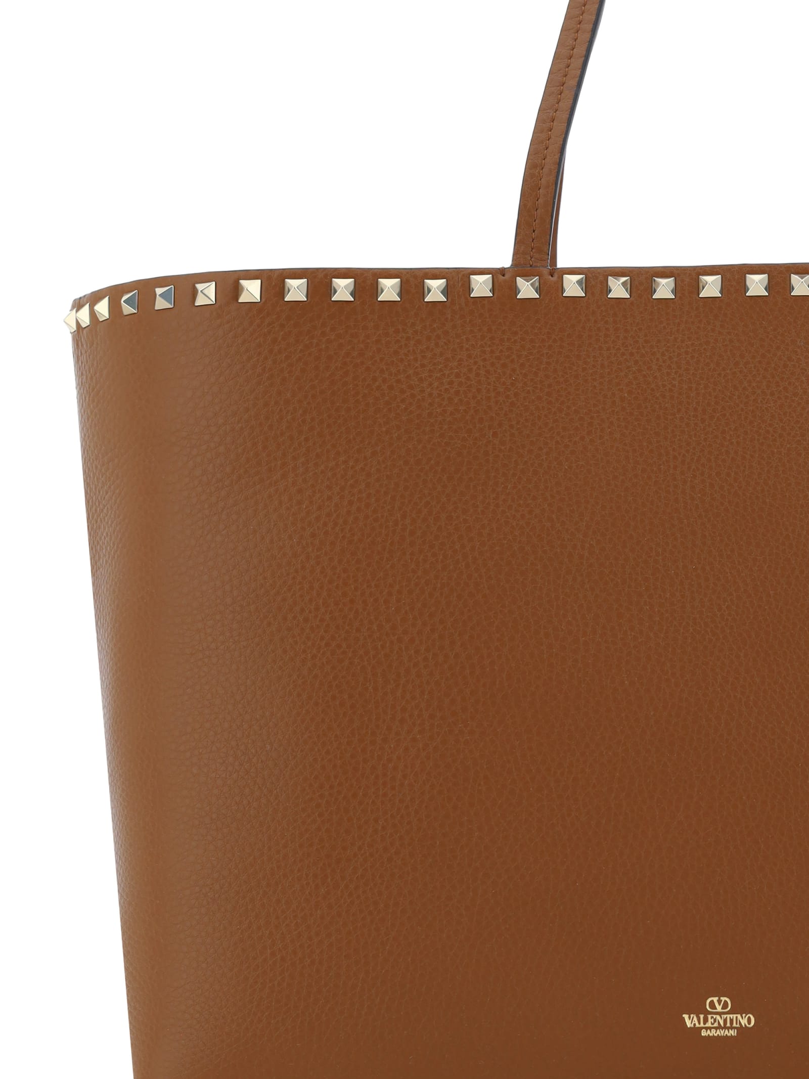 Shop Valentino Rockstud Tote Bag In Tobacco