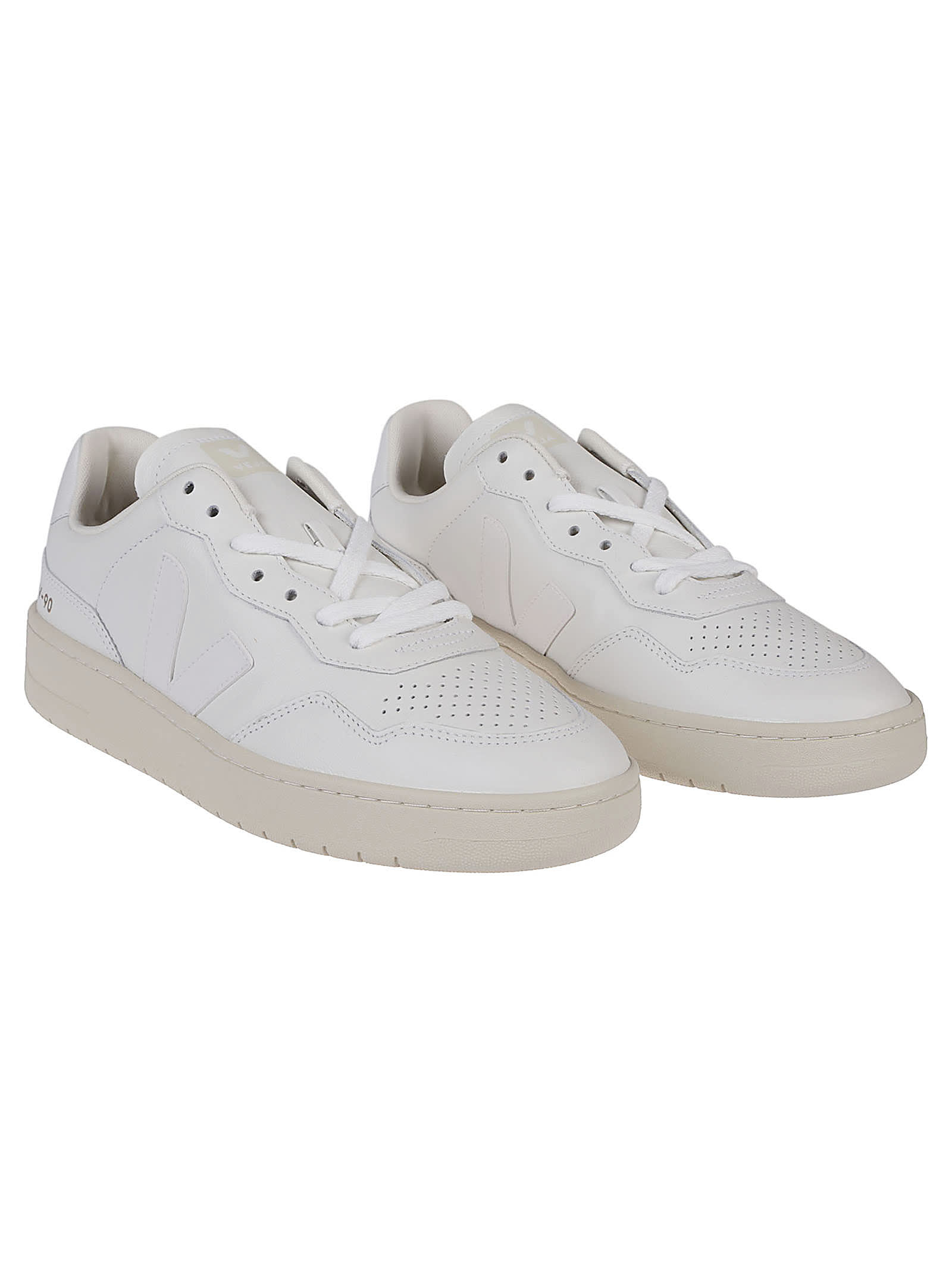 Shop Veja V-90 Sneakers In Extra White