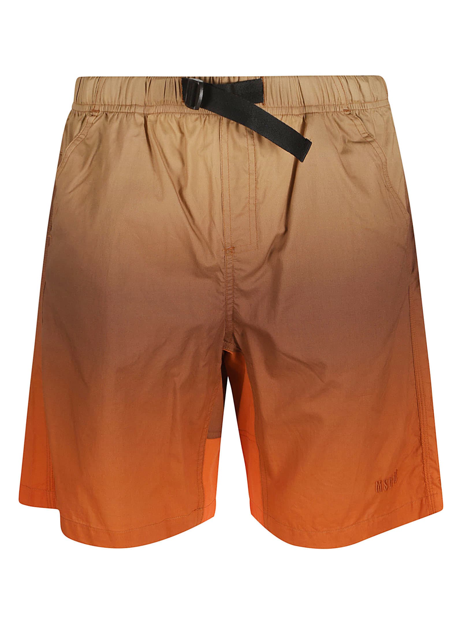 Shop Msgm Strapped Shorts In Beige/orange