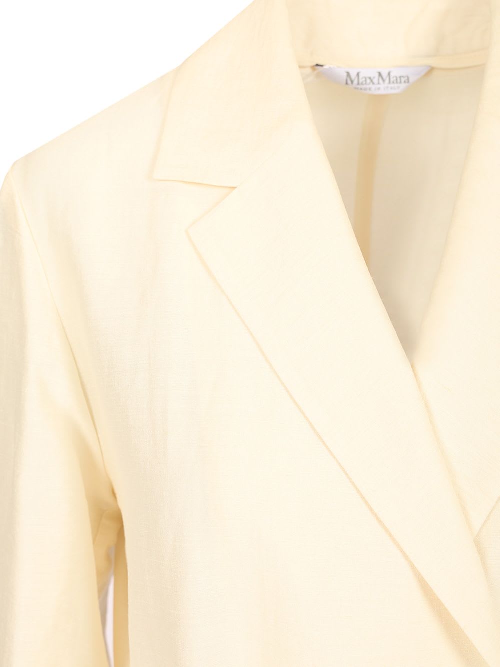 Max Mara Linen And Silk Canvas Overcoat Dresses White