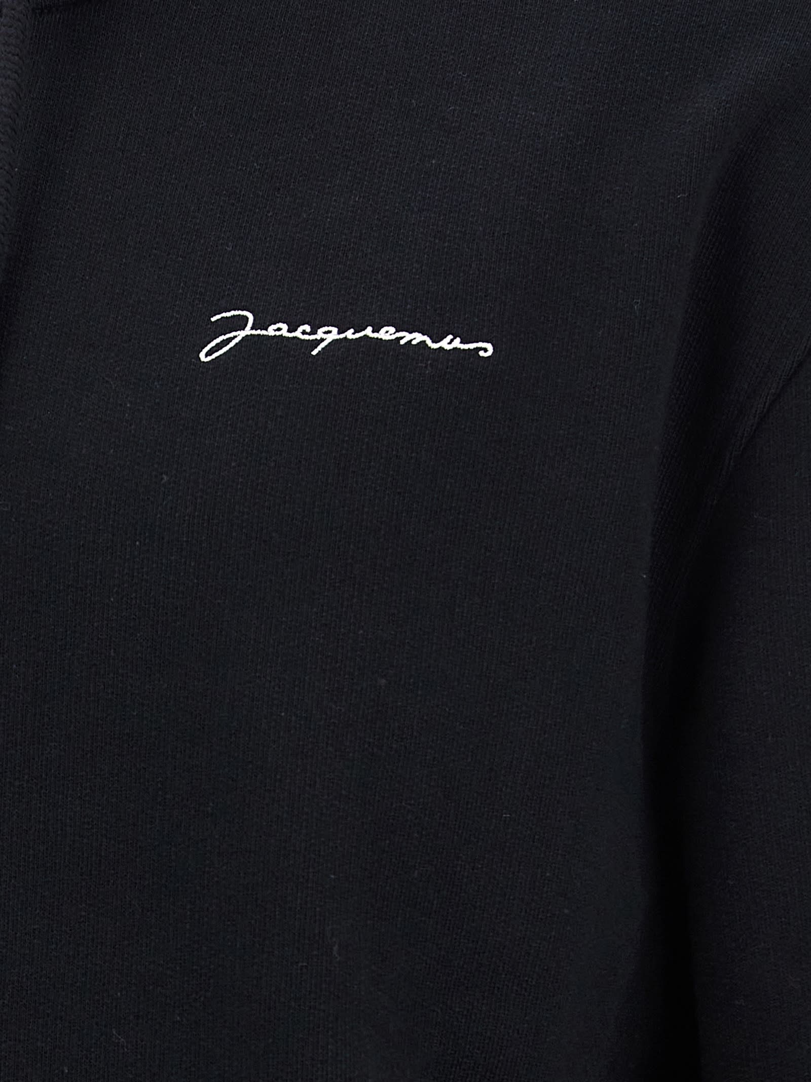 Shop Jacquemus Le Sweatshirt Brodé Hoodie In Black