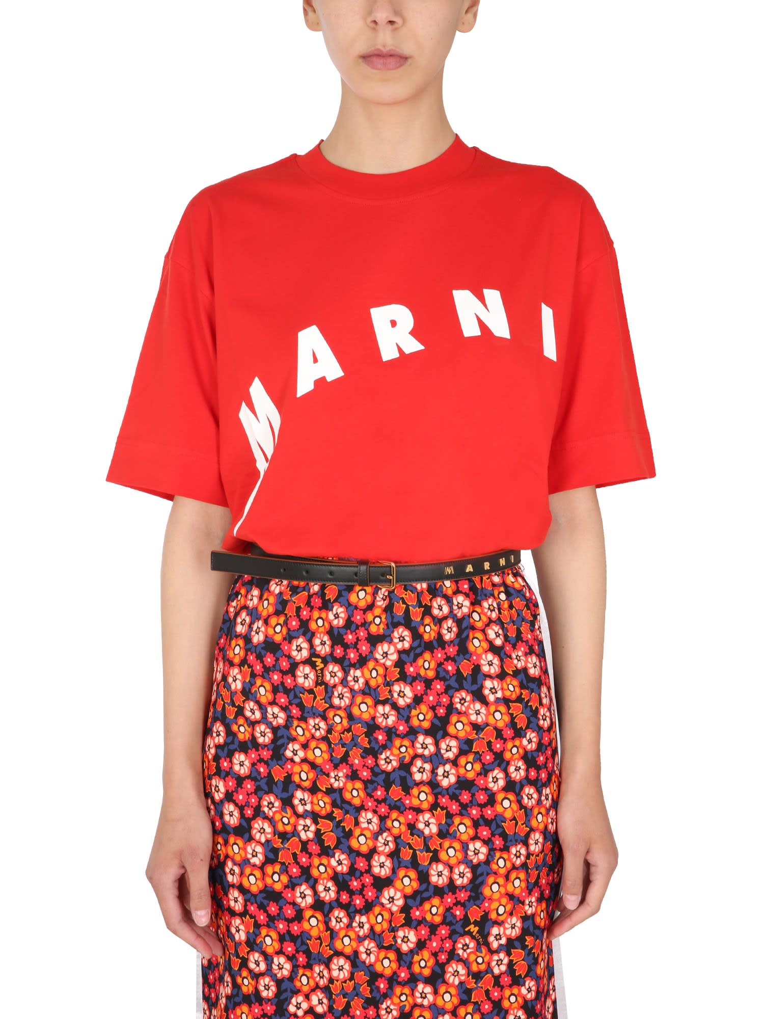 Marni T-shirt With Distorted Logo Print