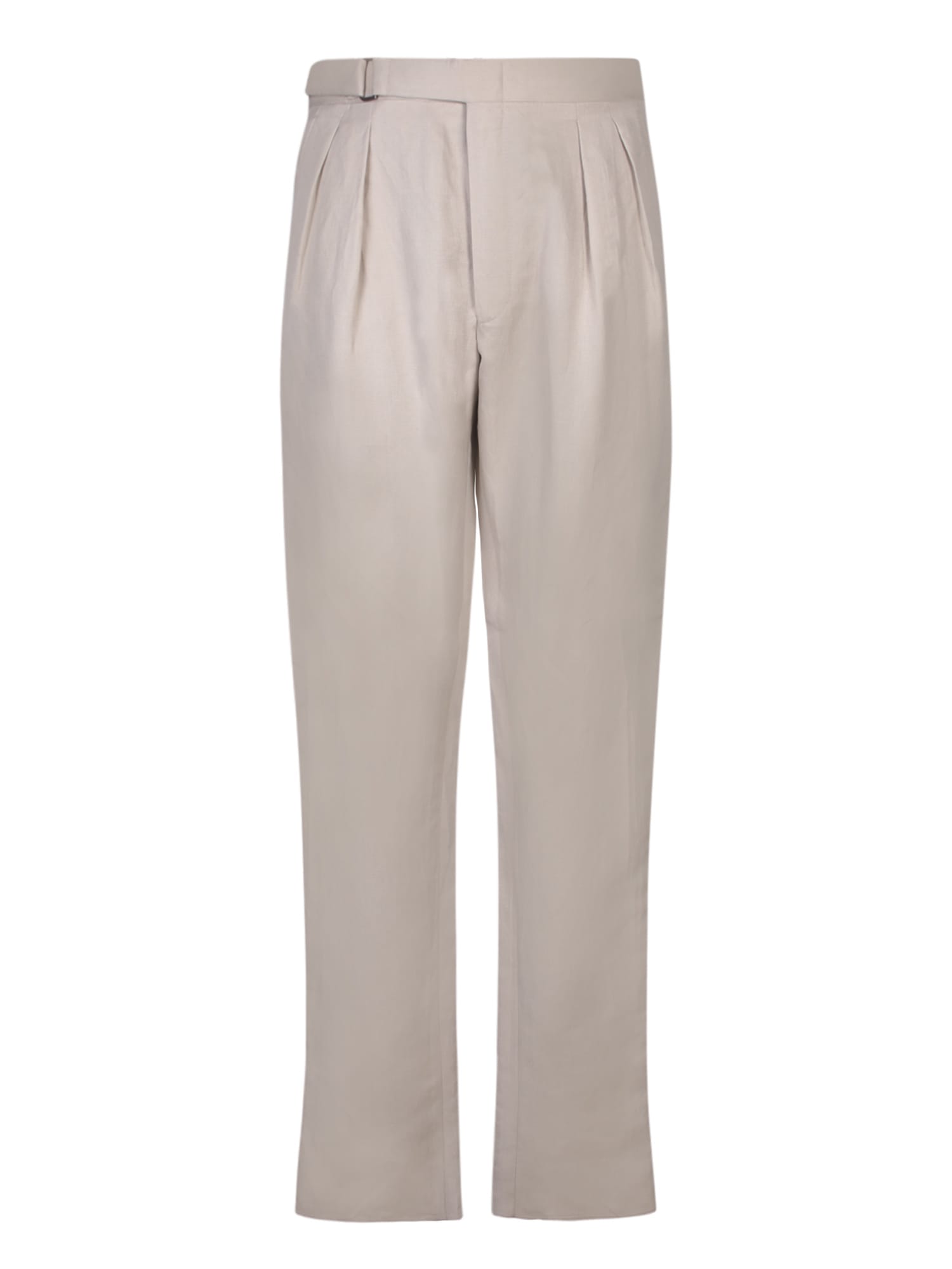 Shop Canali Adjuster Beige Trousers