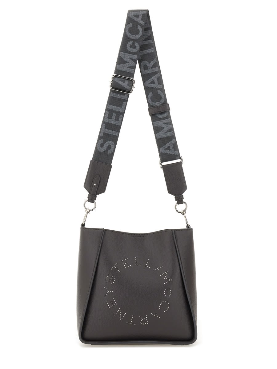 Stella Mccartney Shoulder Bag With Logo In Gray