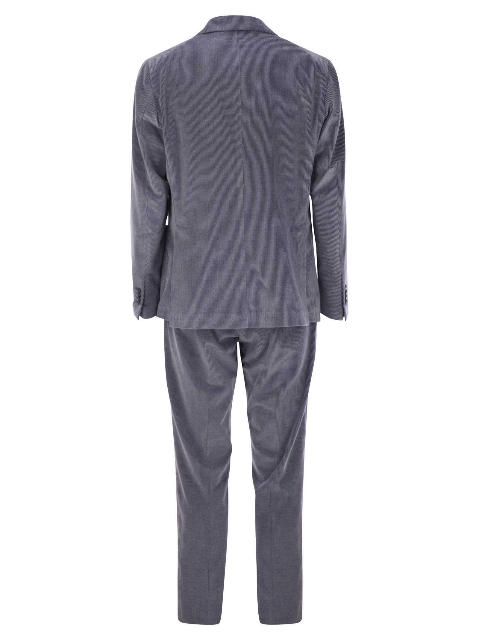Tagliatore Ribbed Cotton And Cashmere Suit In Blue
