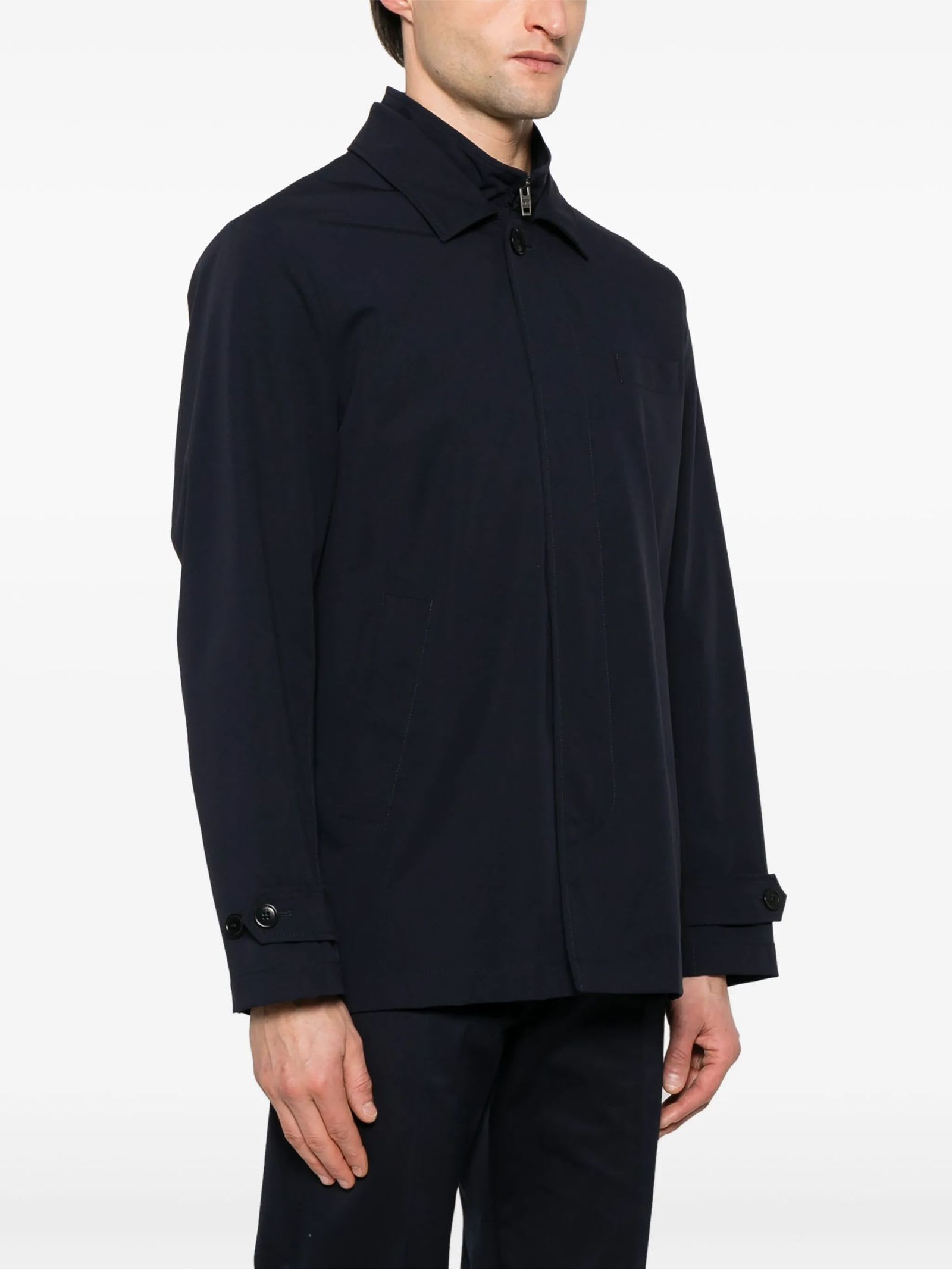 Fay Dark Navy Minimalist Jacket In Blue