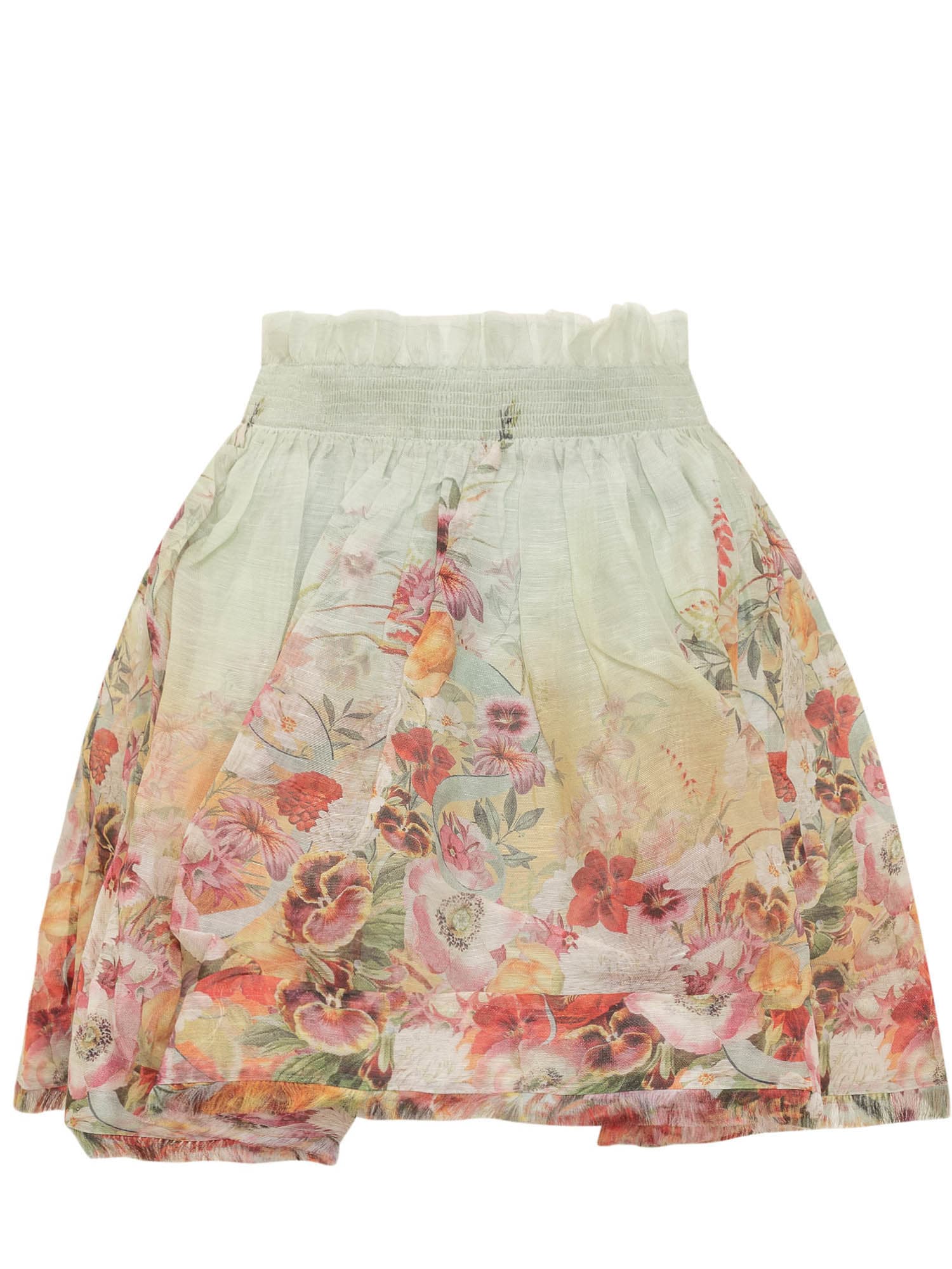 Zimmermann Wonderland Linen And Silk Flip Skirt In Elka Poppy Ombre