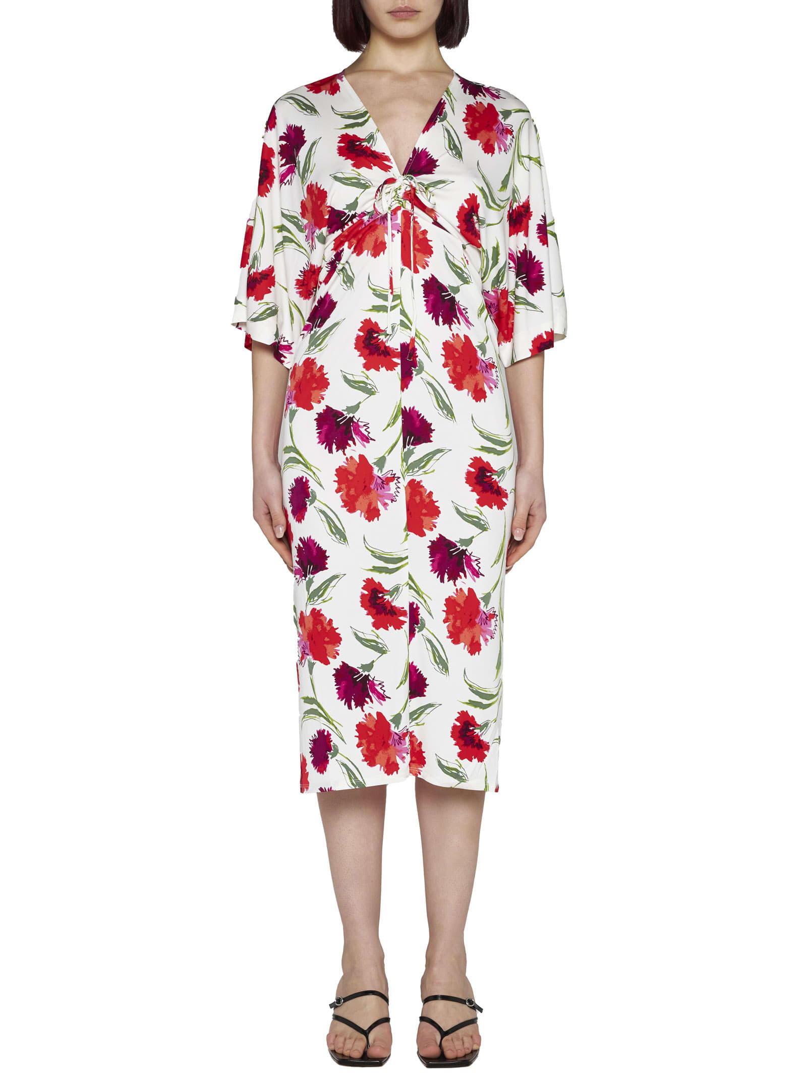 Shop Diane Von Furstenberg Dress In Dianthus Large Med Red