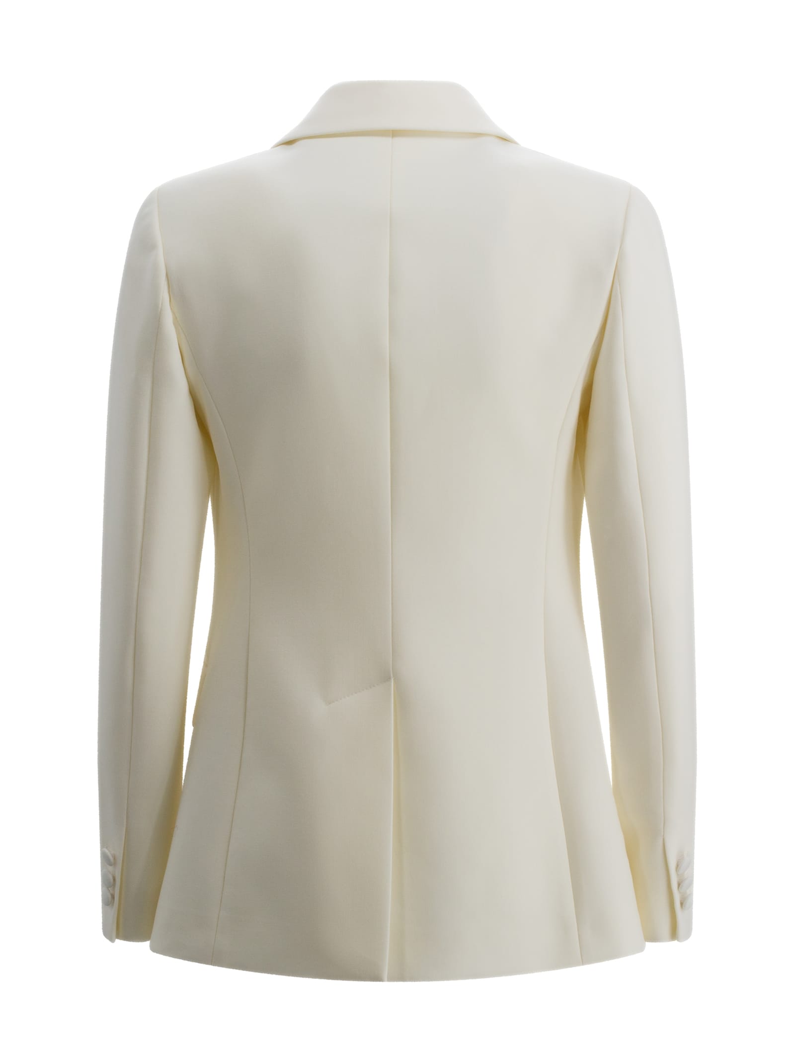 Shop P.a.r.o.s.h Satin-lapel Double-breasted Blazer In Cream