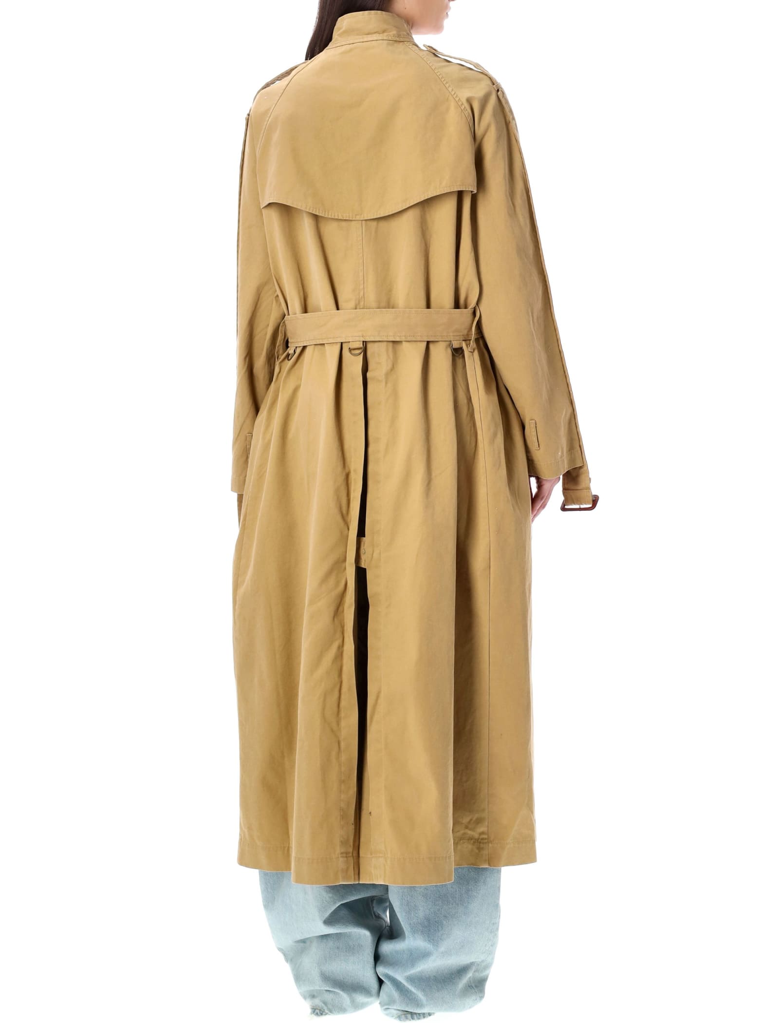 Shop R13 Oversized Deconstructed Trench Coat In Khaki