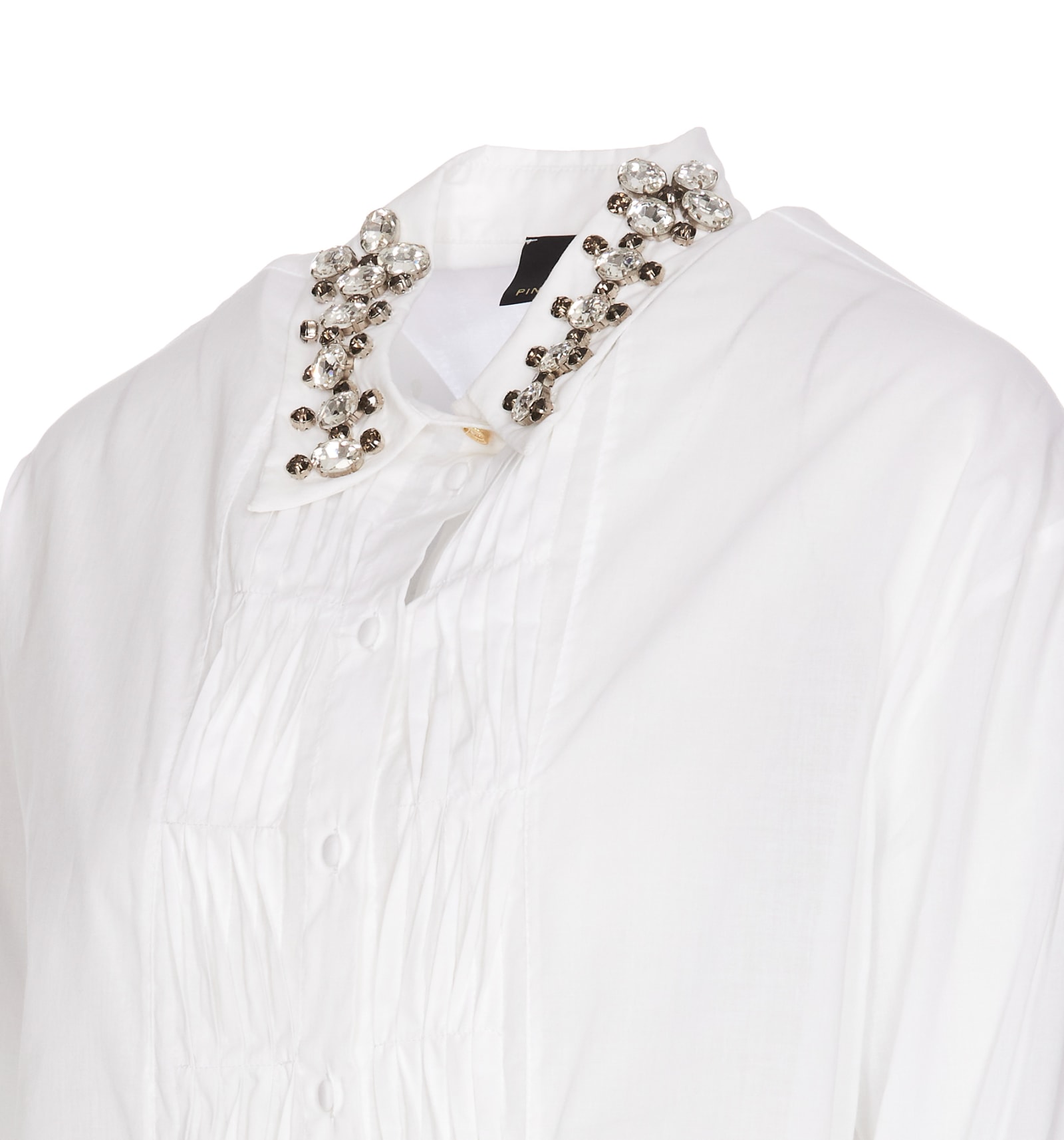 Shop Pinko Jeweled Collar Shirt In White