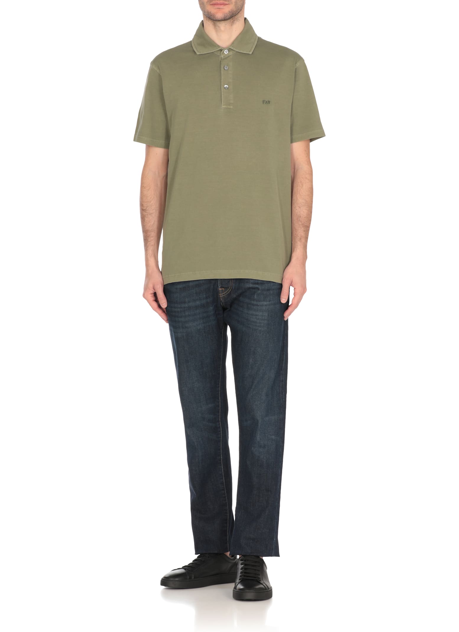 Fay Piquet Stretch Polo In Green