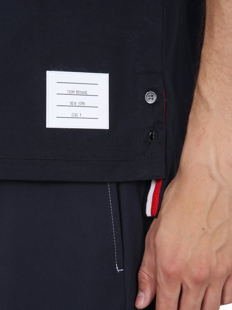 Shop Thom Browne T-shirt With Pocket In Blue