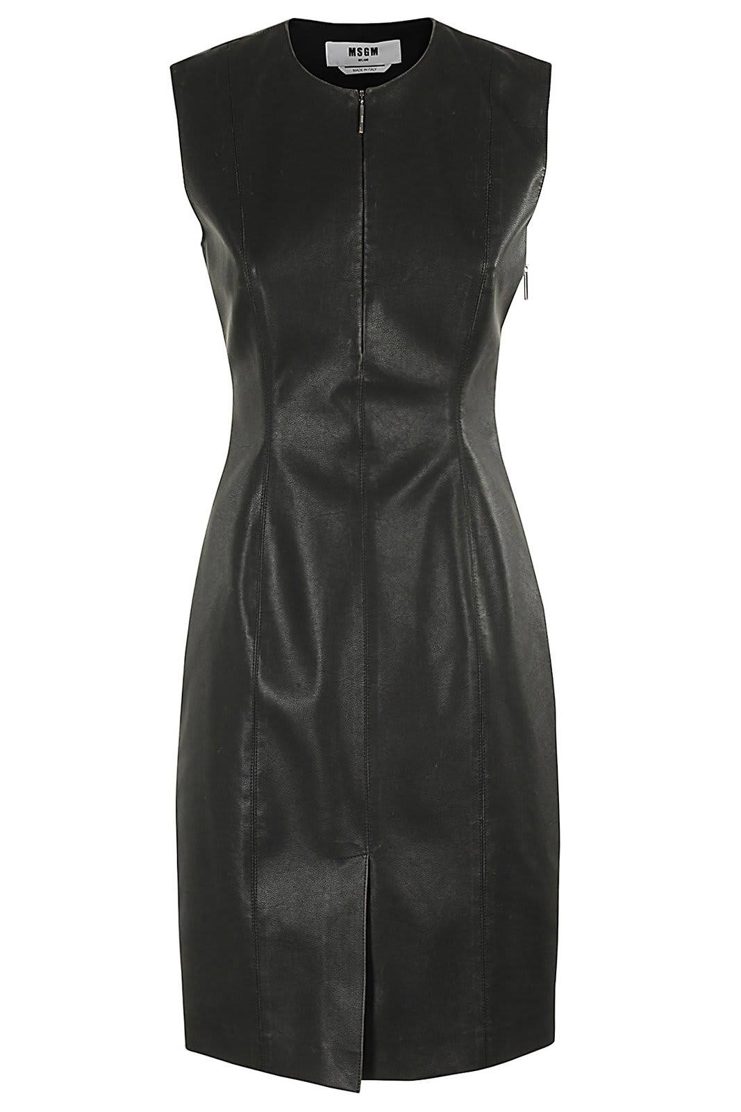 Faux-leather Sheath Midi Dress