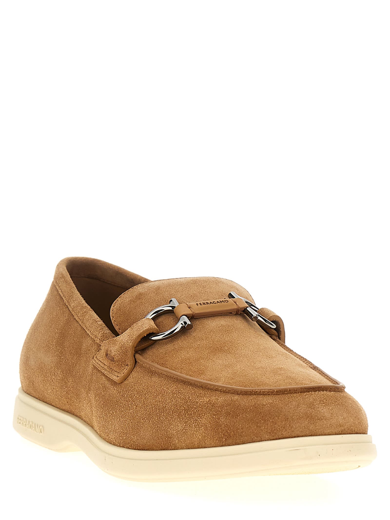 Shop Ferragamo Cosimo Loafers In Beige