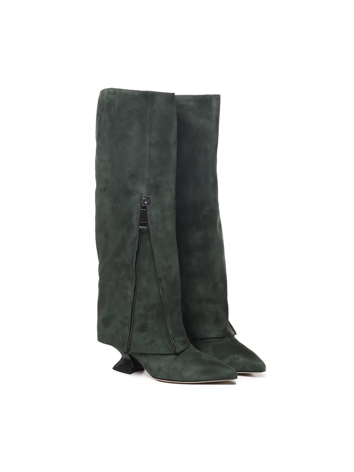 Shop Alchimia Suede Boot With Heel In Green
