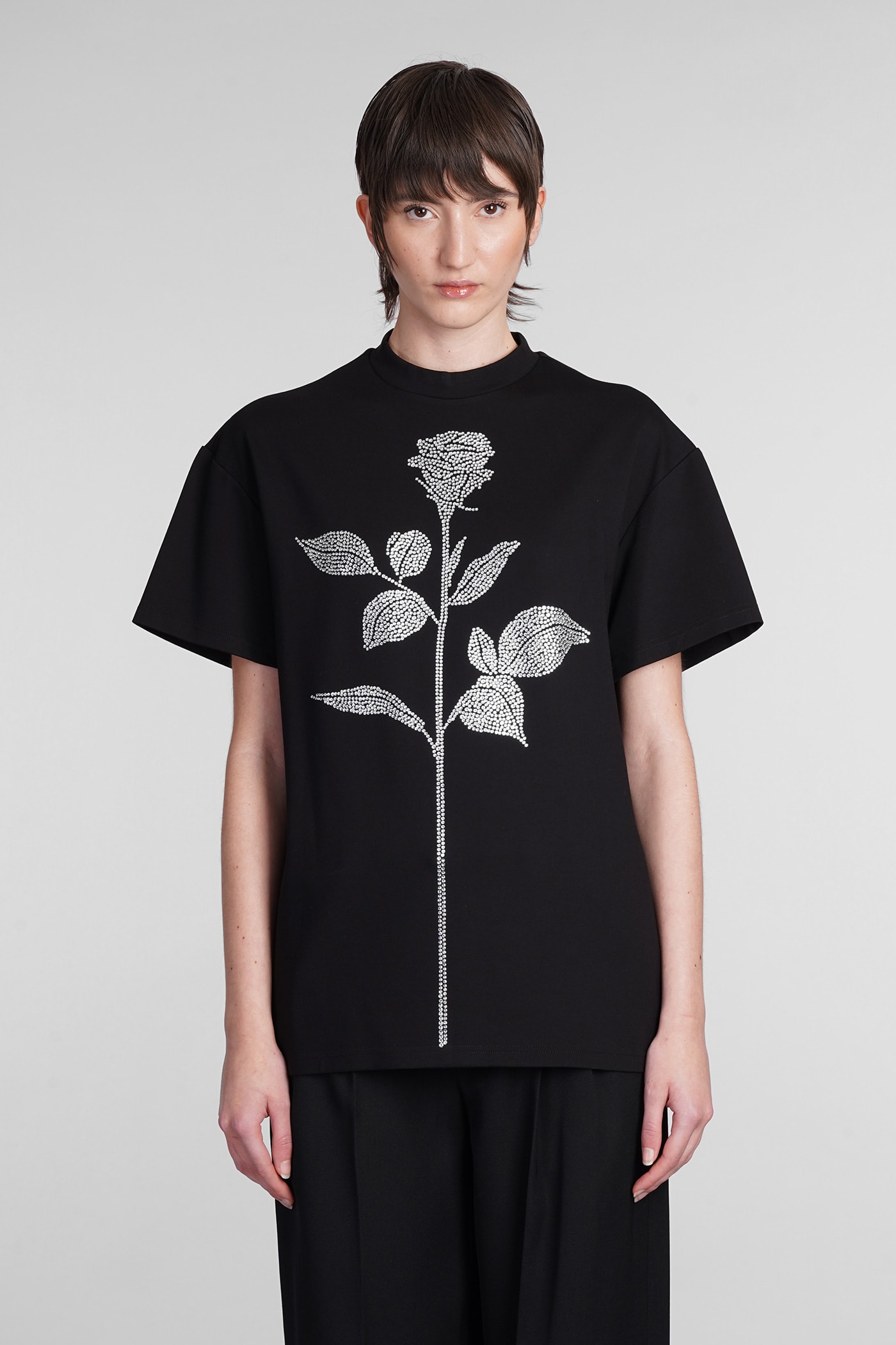 Shop David Koma T-shirt In Black Viscose