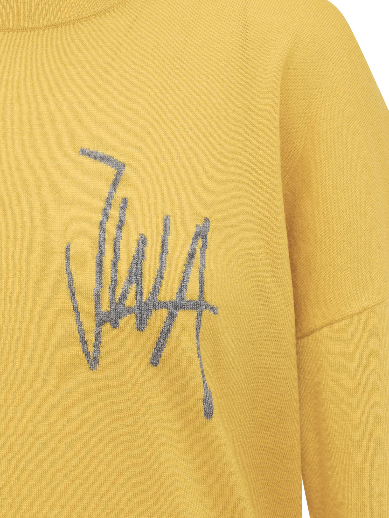 Shop Jw Anderson Sweater With Logo In Yellow/grey Melange