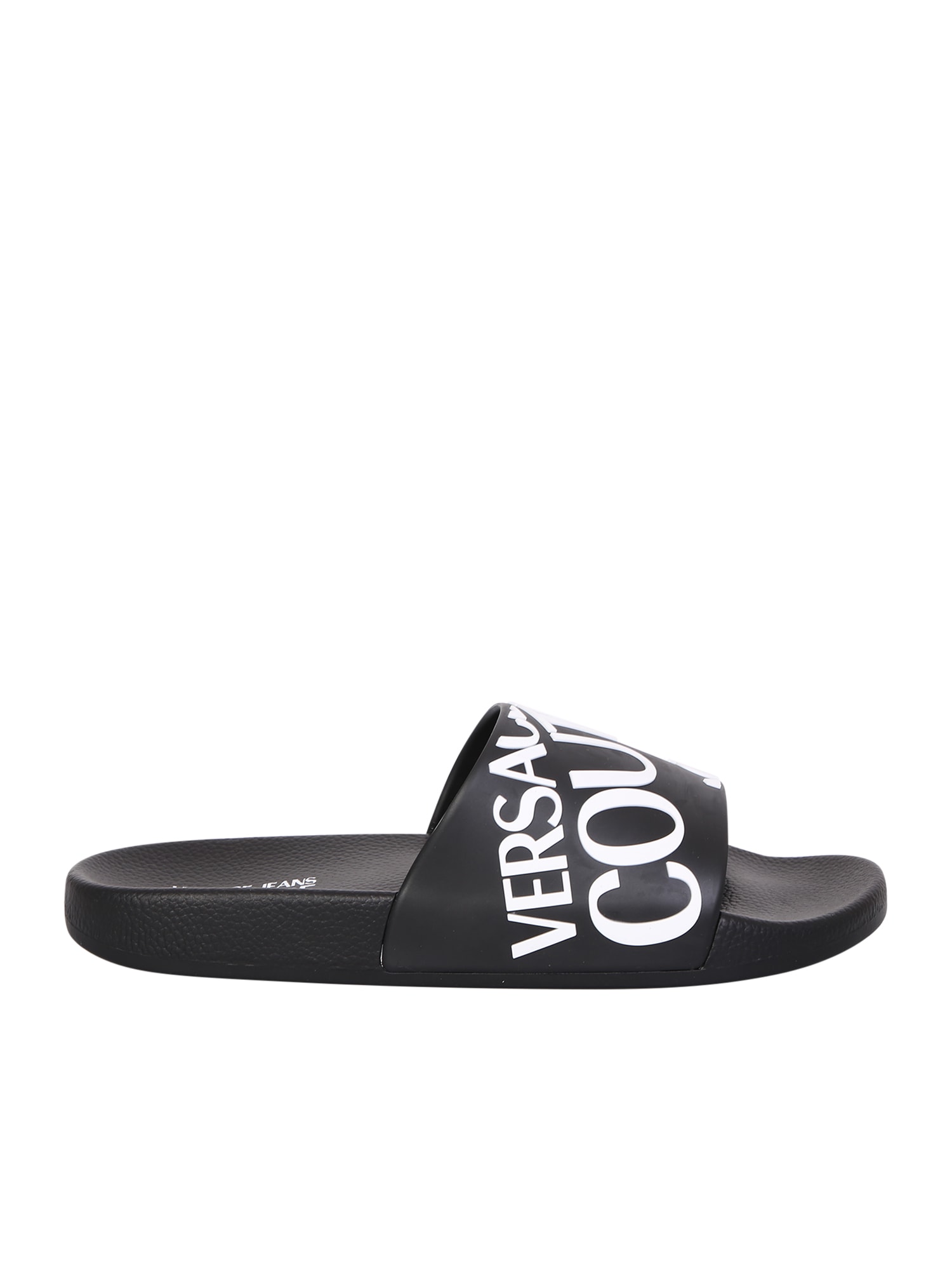 Versace Jeans Couture Rubber Slide Sandals Black