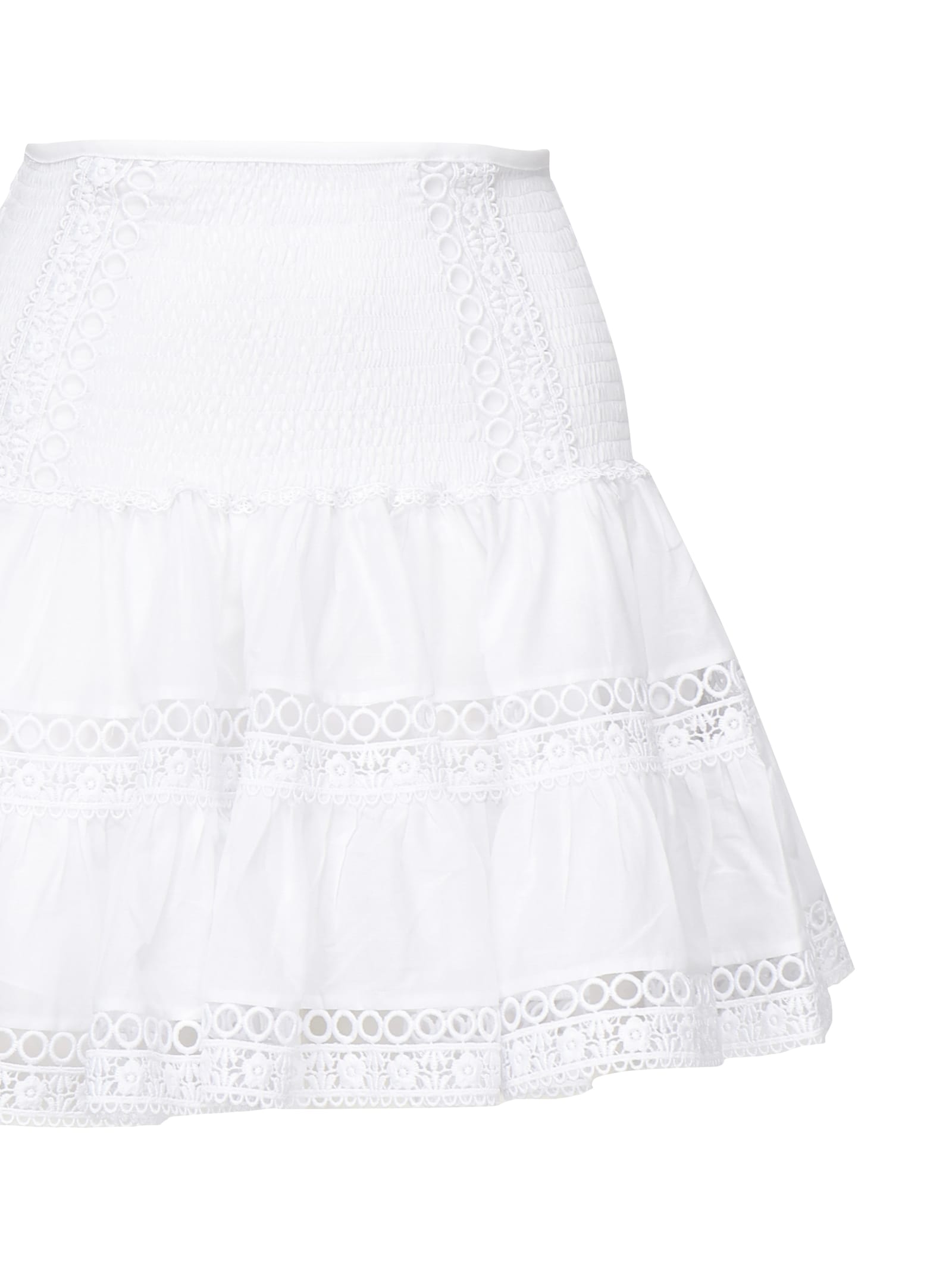Charo Ruiz Ibiza Hortens Lace-embellished Cotton-blend Mini Skirt In White