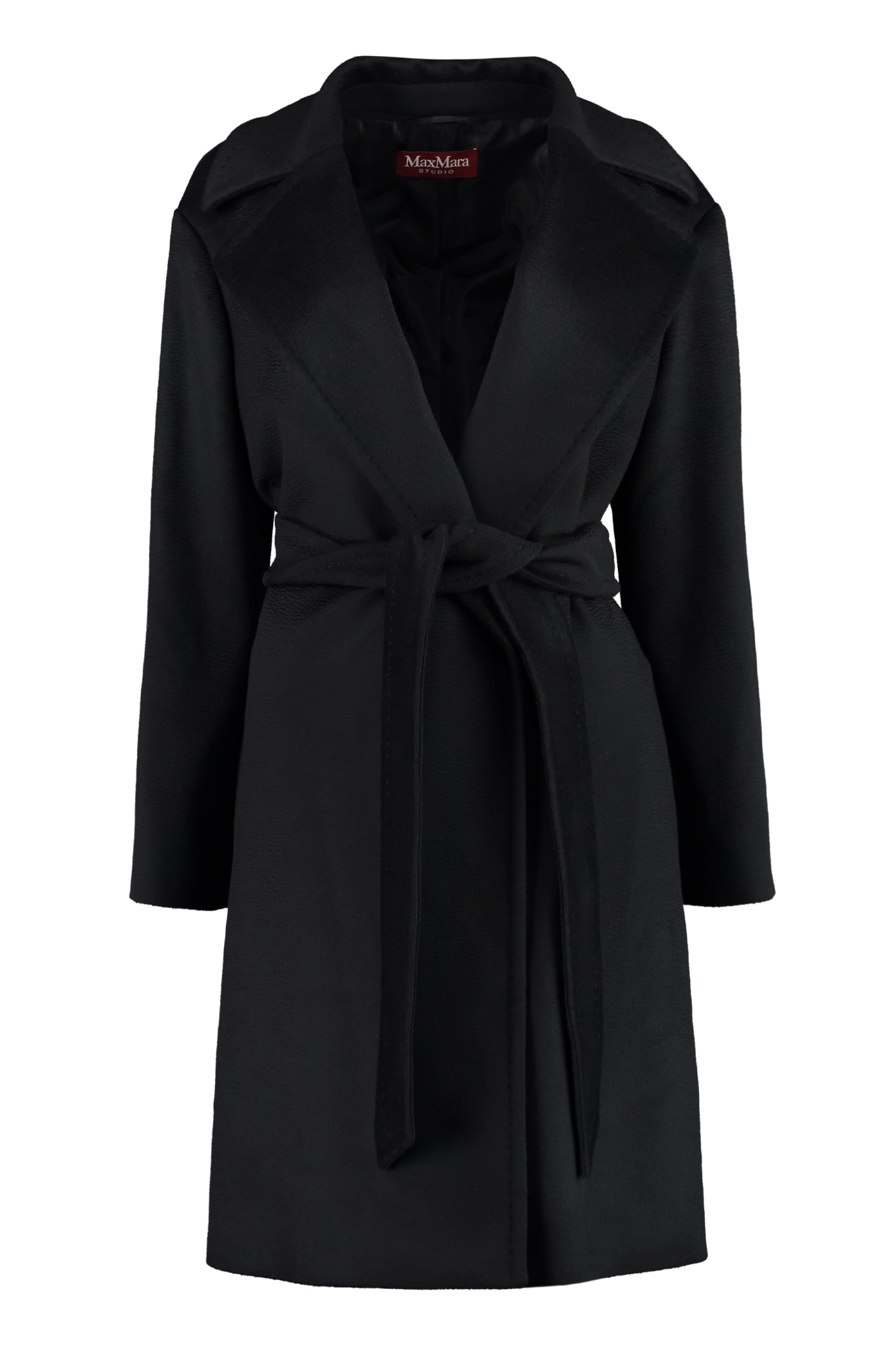 Shop Max Mara Tigre Virgin Wool Coat In Black