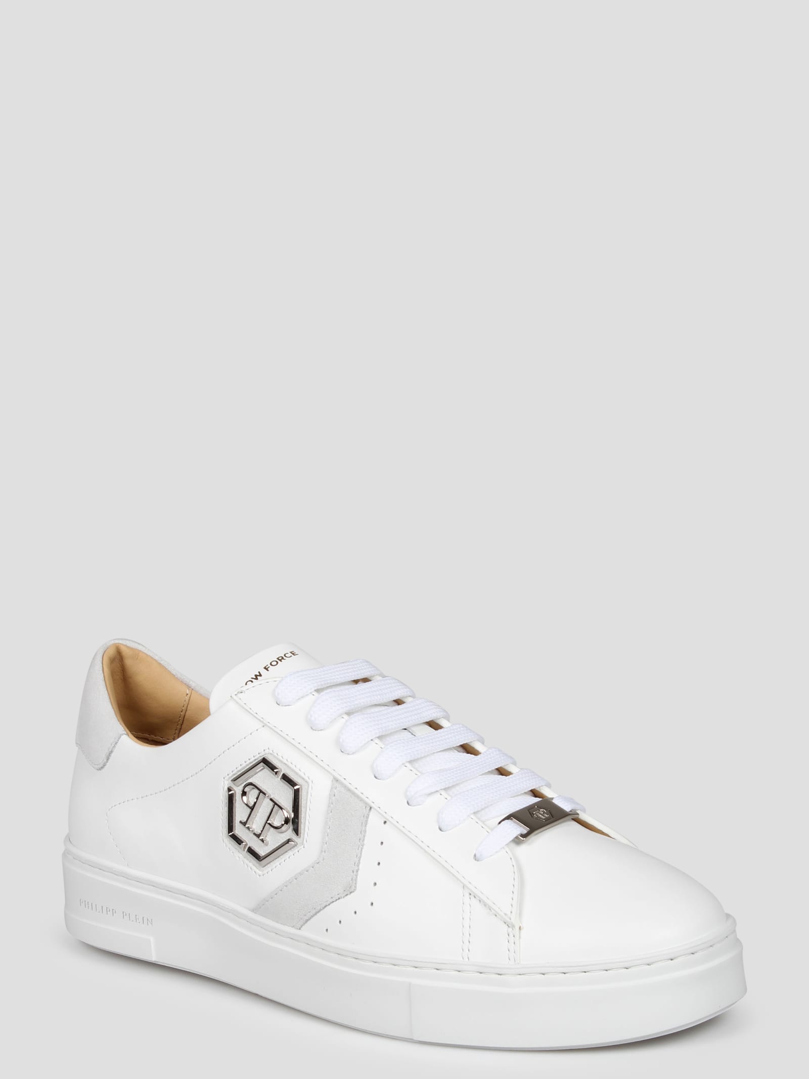 Shop Philipp Plein Lo-top Leather Arrow Force Sneakers In White