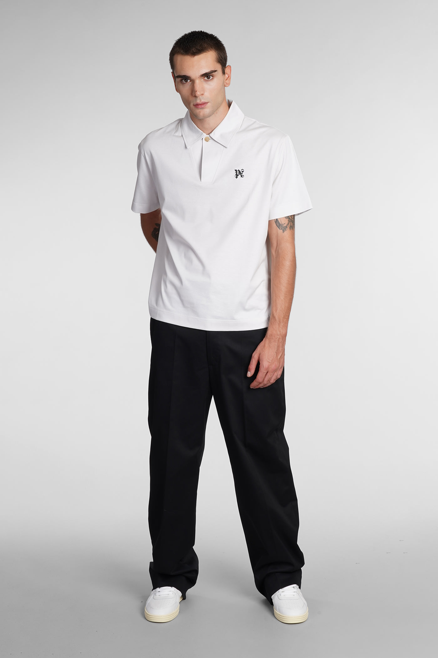 Shop Palm Angels Polo In Grey Cotton