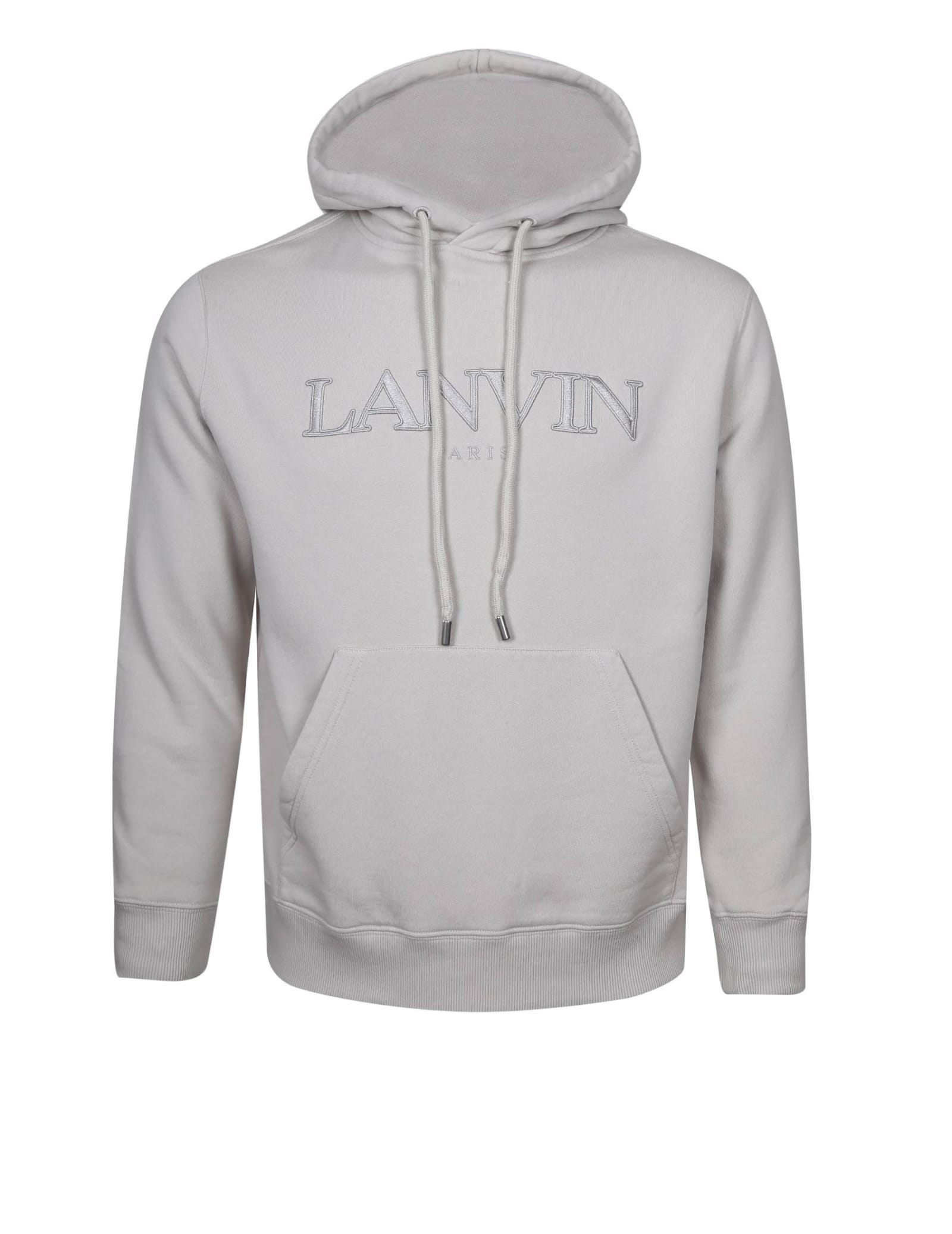 Shop Lanvin Cotton Hoodie With Logo In Mastic