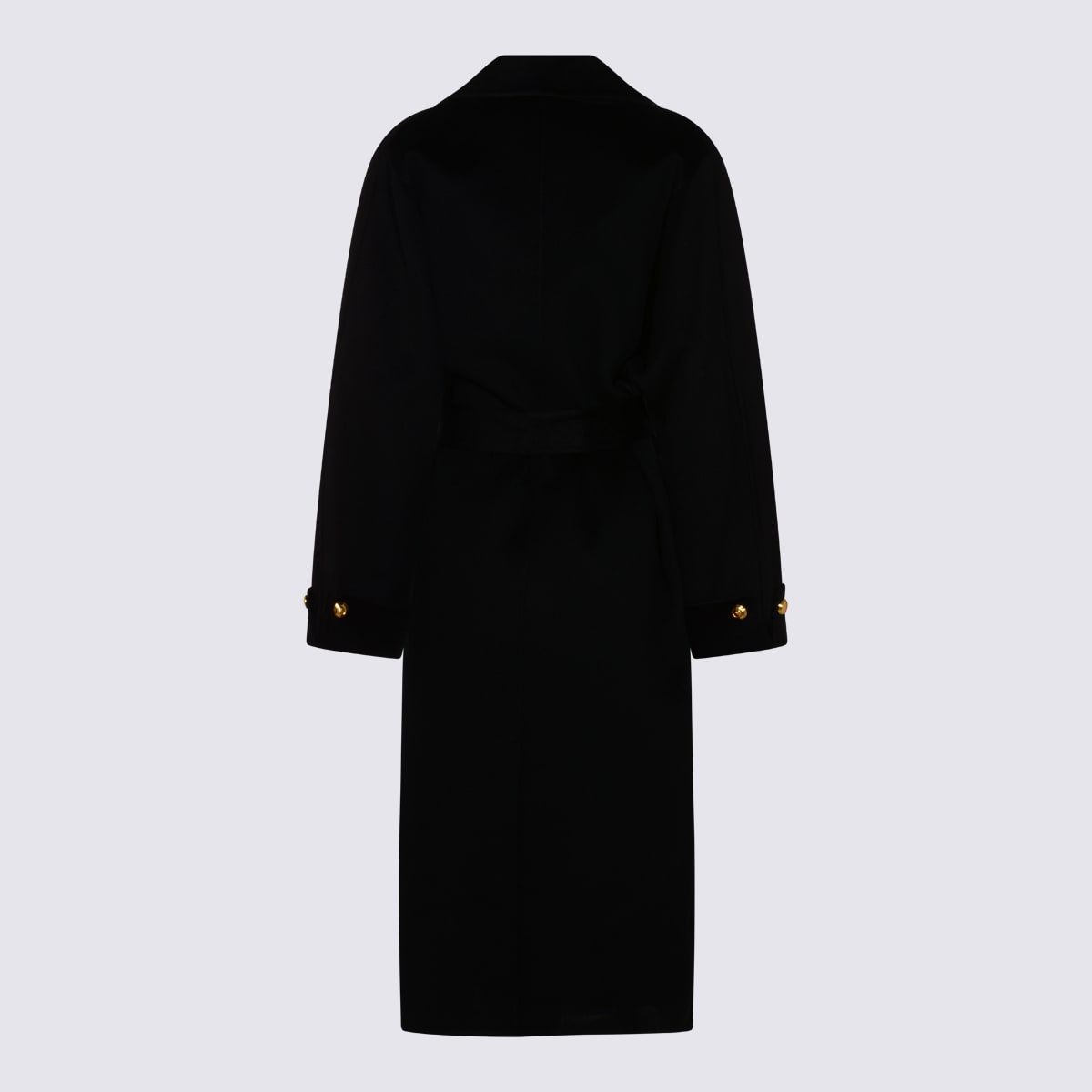Elisabetta Franchi Black Wool Coat In Black