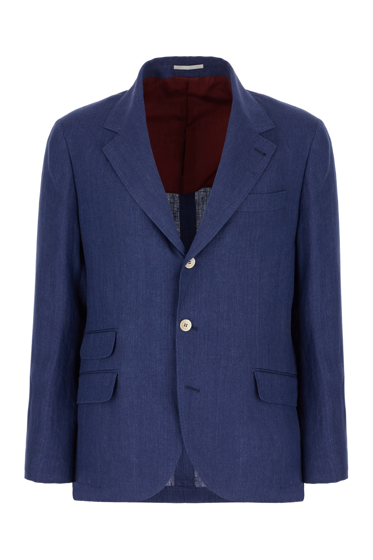 Blue Linen Blazer - Brunello Cucinelli - Modalova